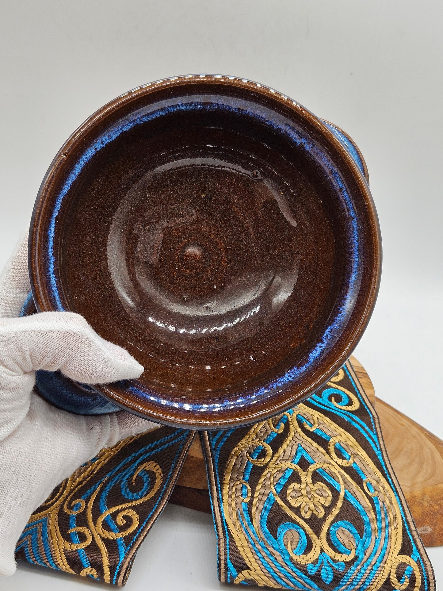 Vintage studio pottery Hand Thrown Soup Bowl, glazed