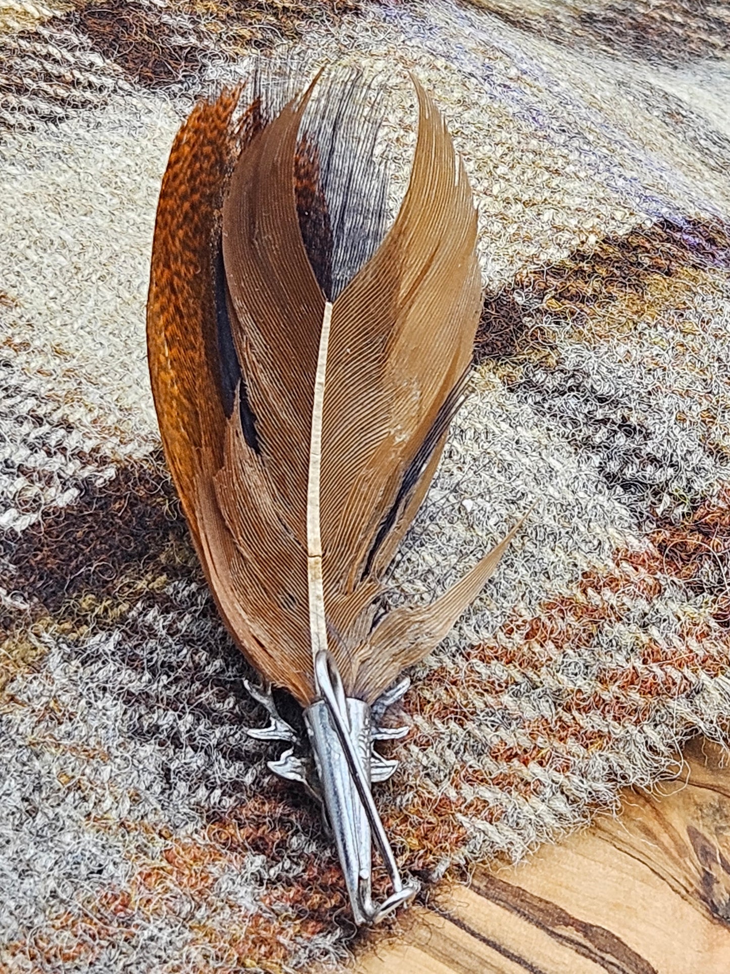 Vintage Scottish Brooch Deer and Pheasant Feather