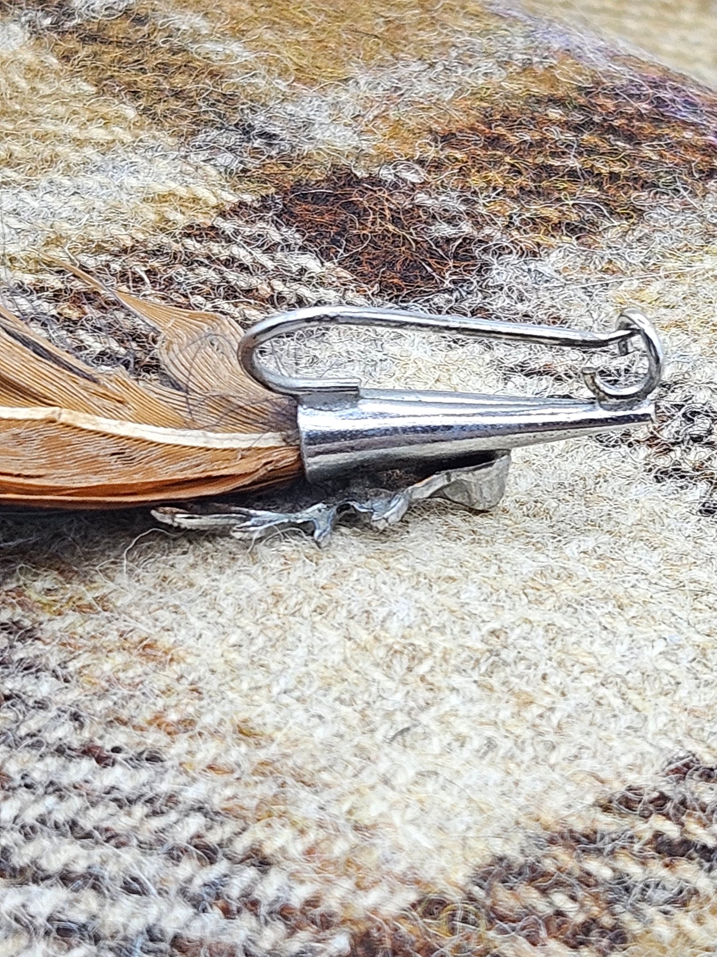 Vintage Scottish Brooch Deer and Pheasant Feather