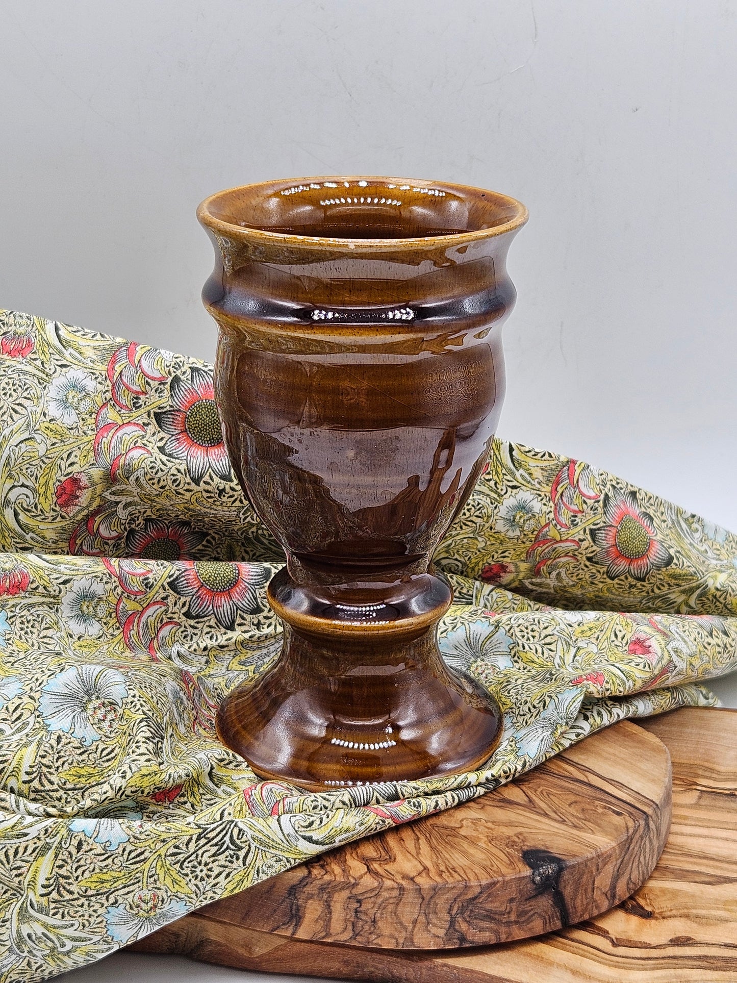 Vintage Brown Glossy finish Studio Potter Goblet