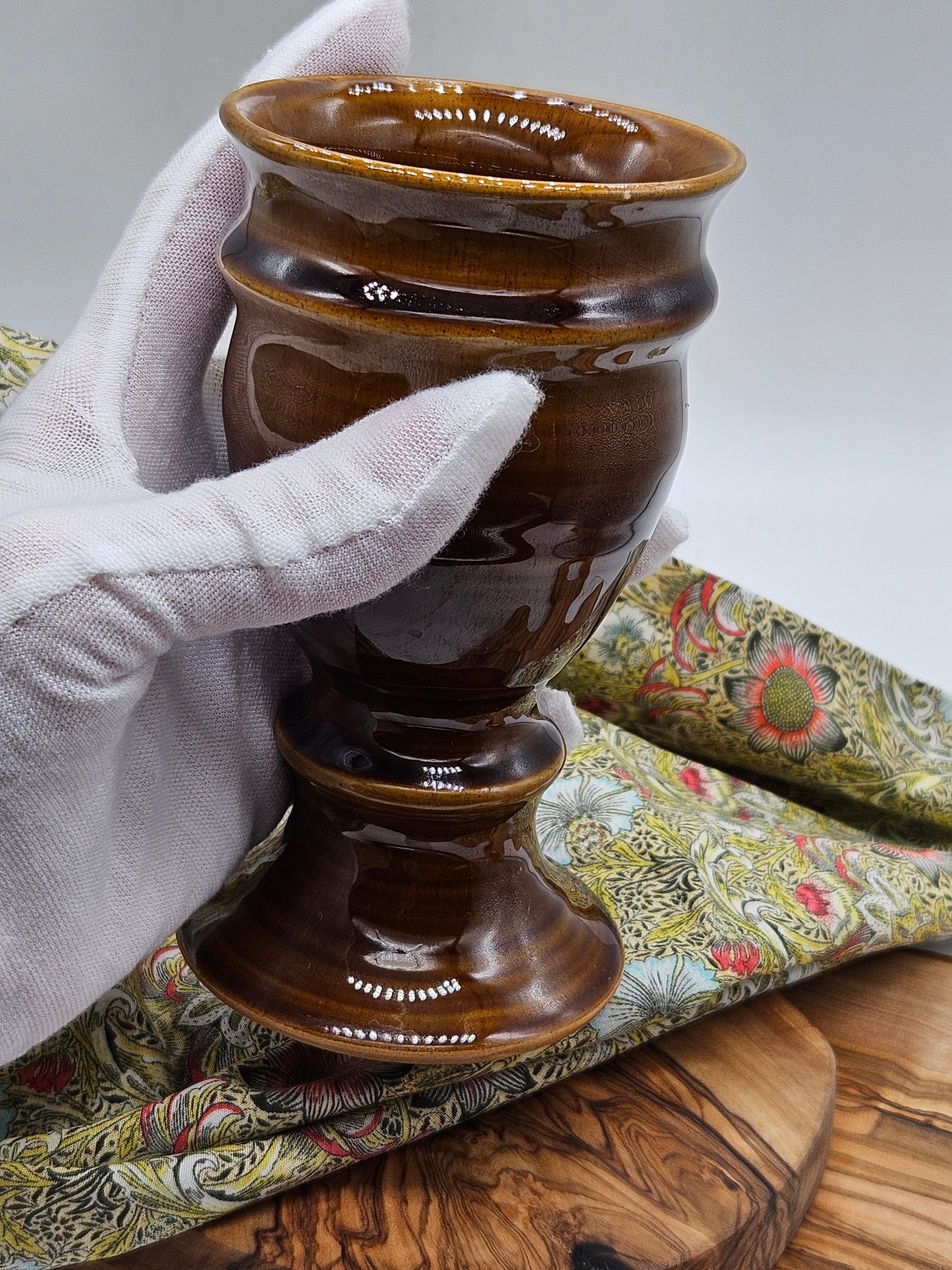 Vintage Brown Glossy finish Studio Potter Goblet