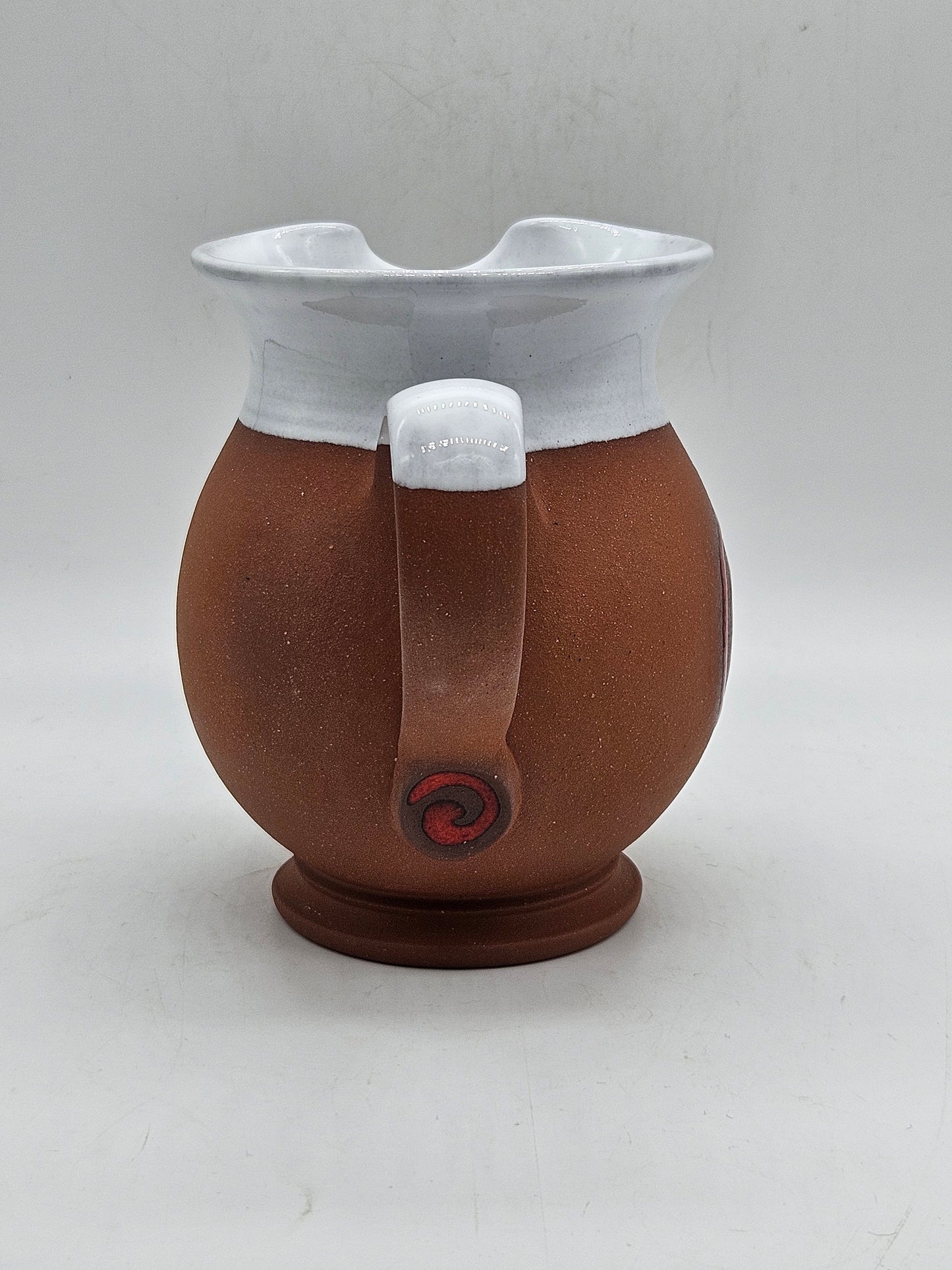 Vintage Studio Pottery Jug Beautifully glazed inside with Red spiral