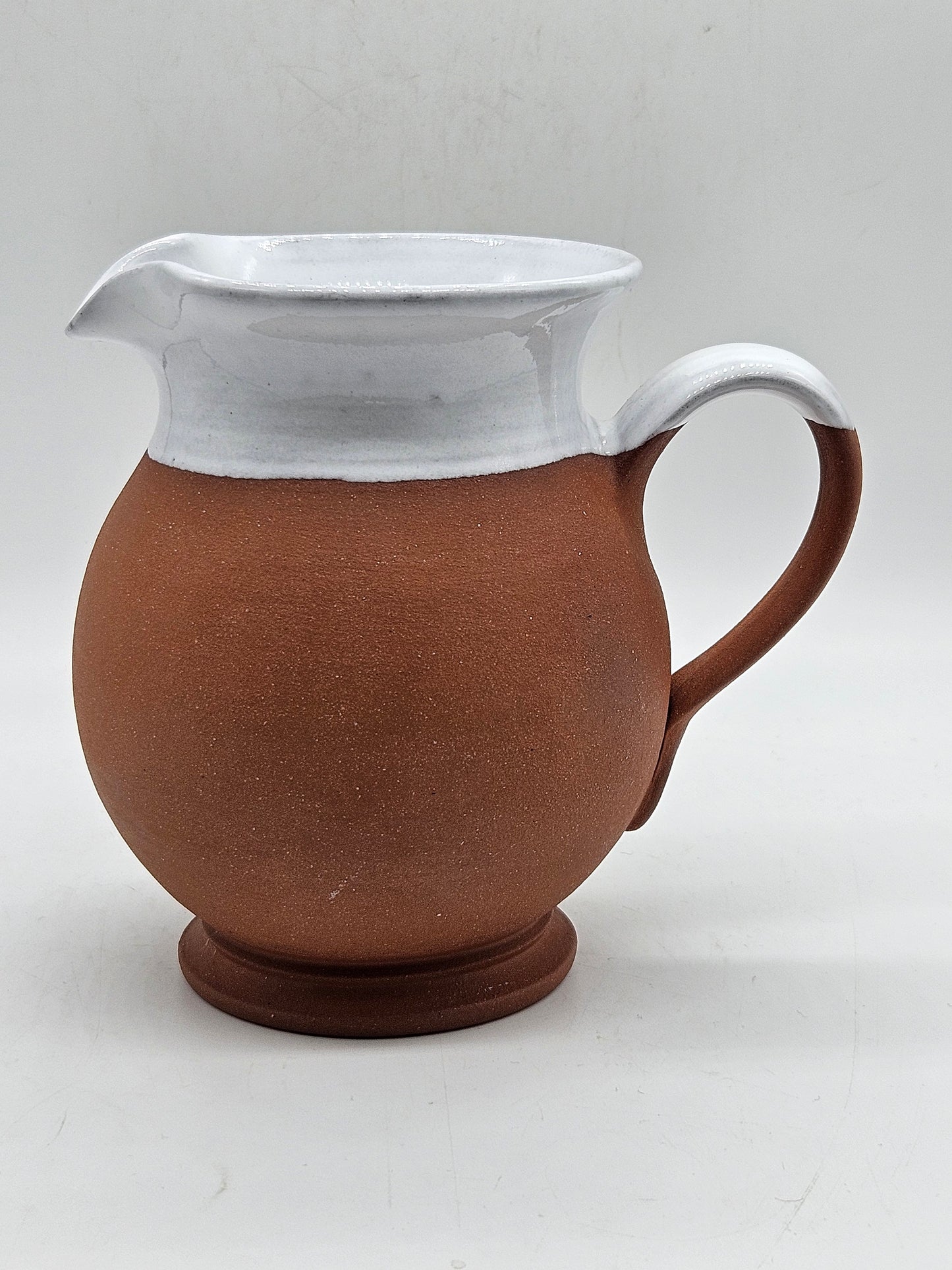 Vintage Studio Pottery Jug Beautifully glazed inside with Red spiral