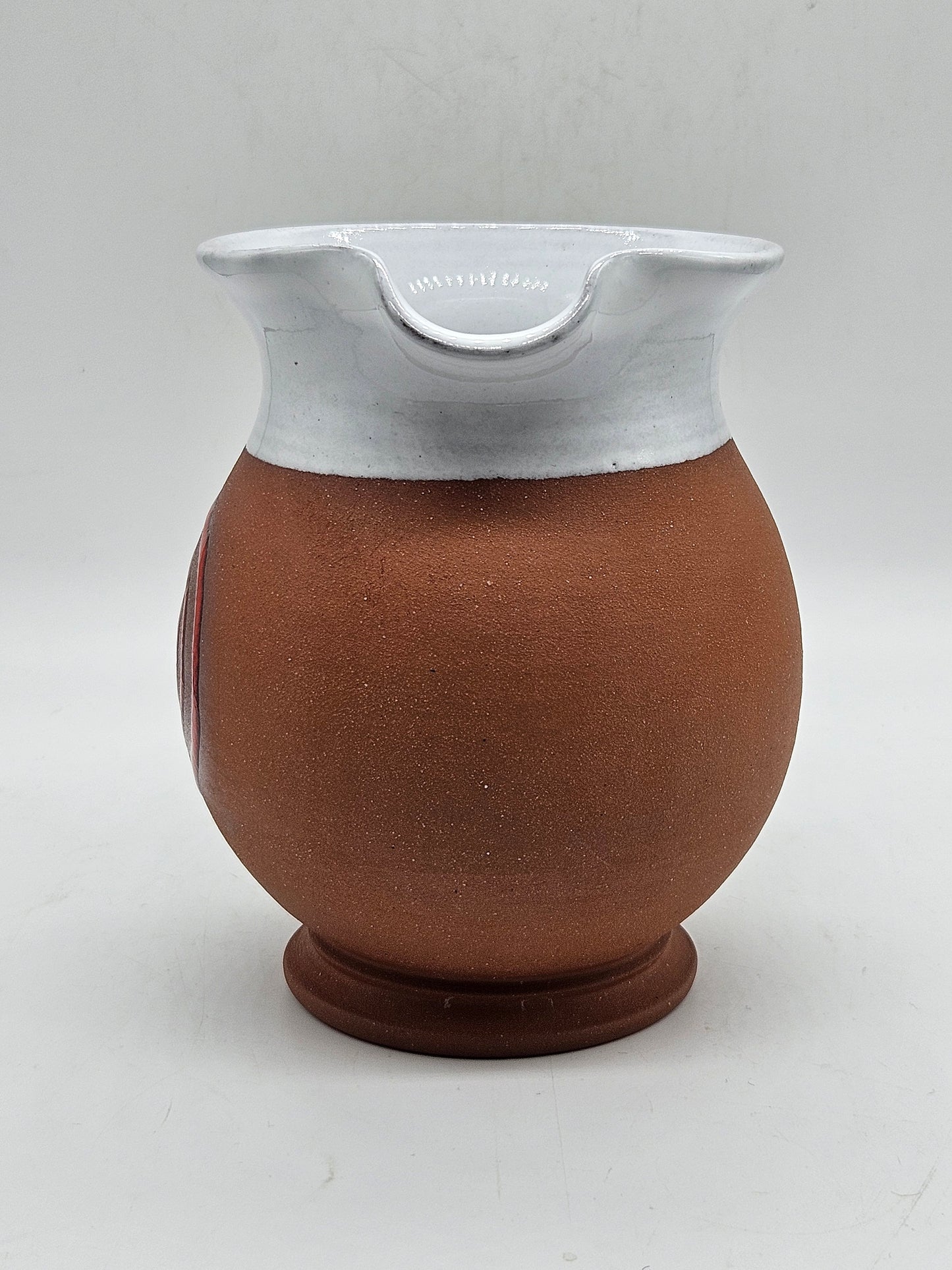 Vintage Studio Pottery Jug Beautifully glazed inside with Red spiral