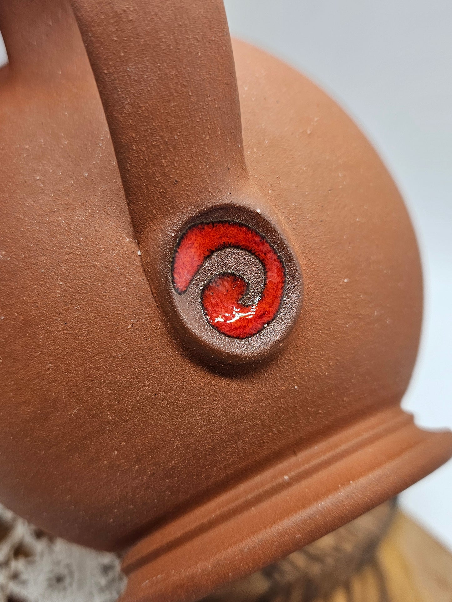 Vintage Studio Pottery Jug Beautifully glazed inside with Red spiral