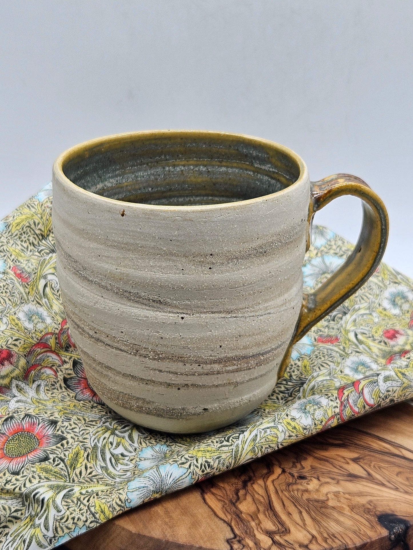 Vintage Studio Pottery Mug with inner glaze, Hand Thrown