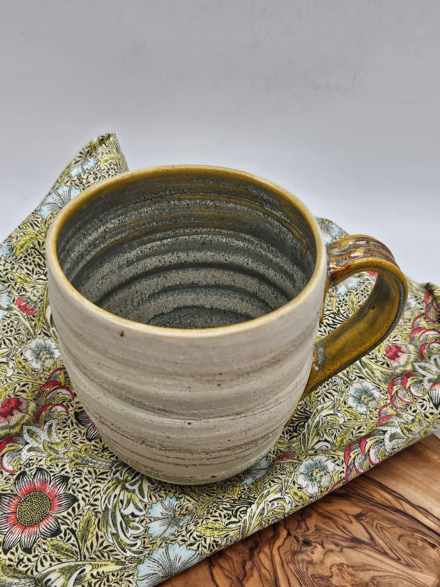 Vintage Studio Pottery Mug with inner glaze, Hand Thrown
