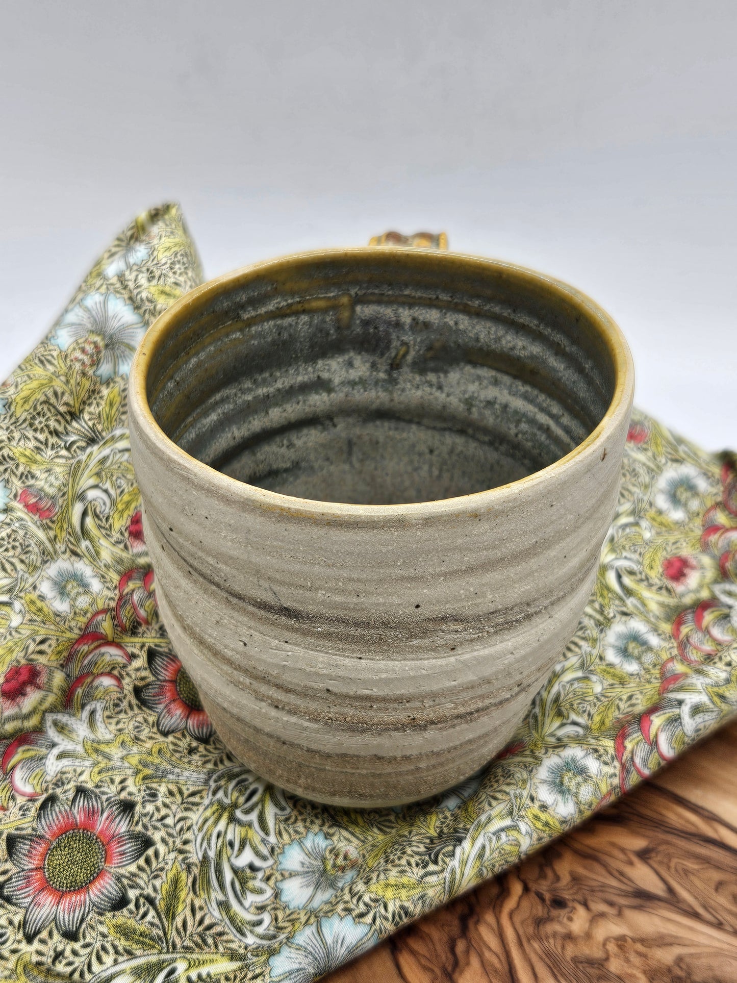 Vintage Studio Pottery Mug with inner glaze, Hand Thrown