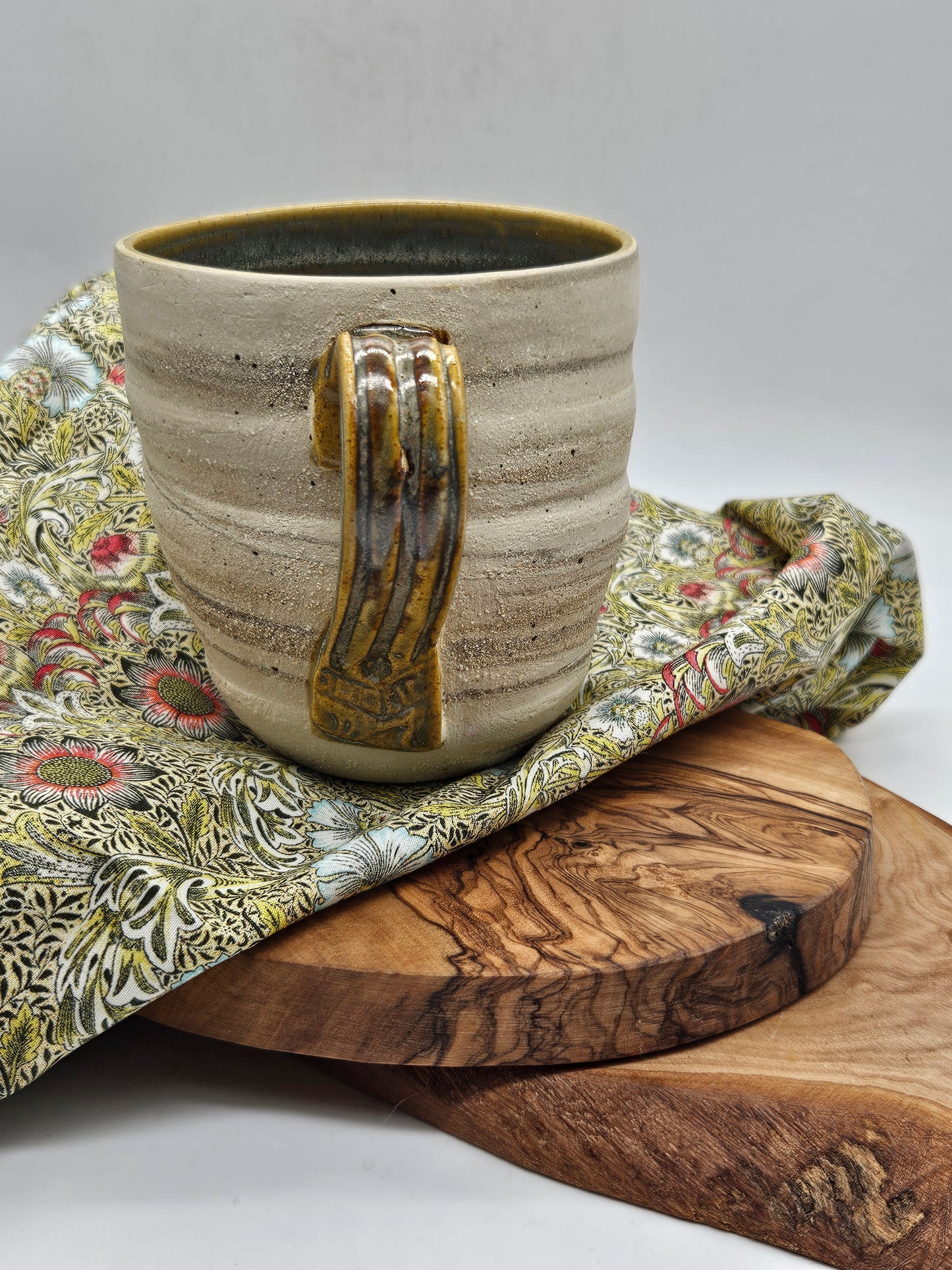 Vintage Studio Pottery Mug with inner glaze, Hand Thrown