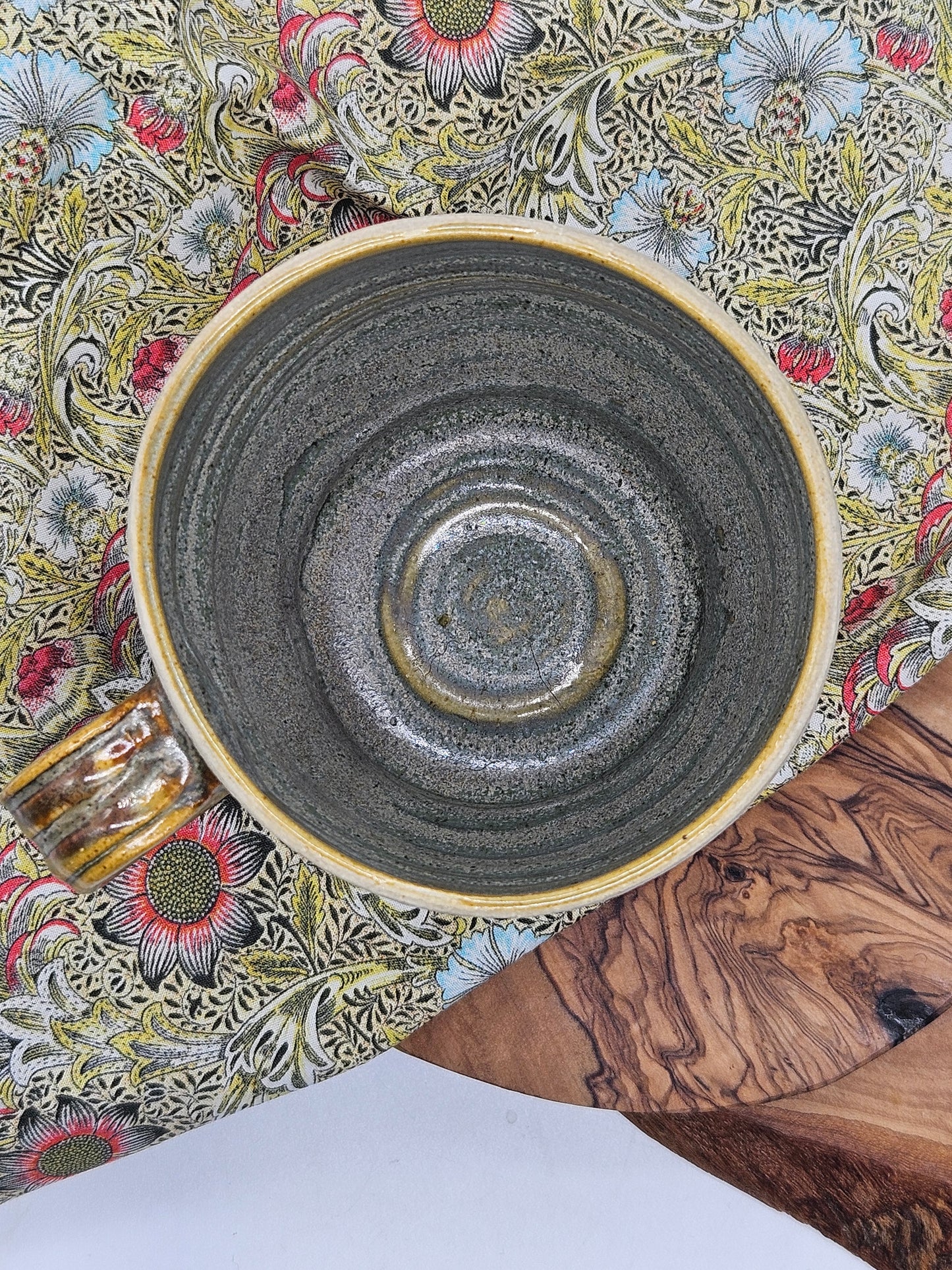 Vintage Studio Pottery Mug with inner glaze, Hand Thrown