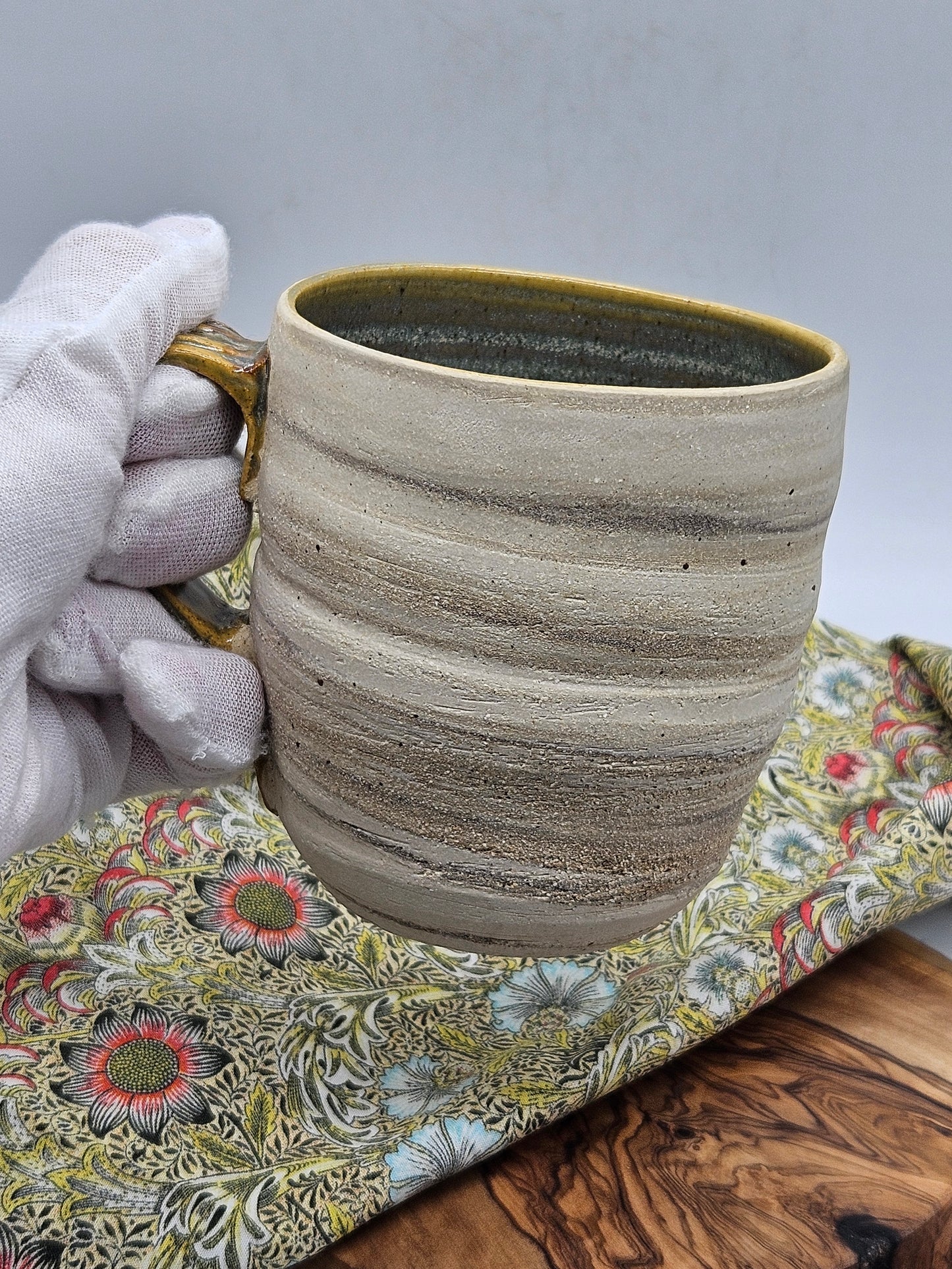 Vintage Studio Pottery Mug with inner glaze, Hand Thrown