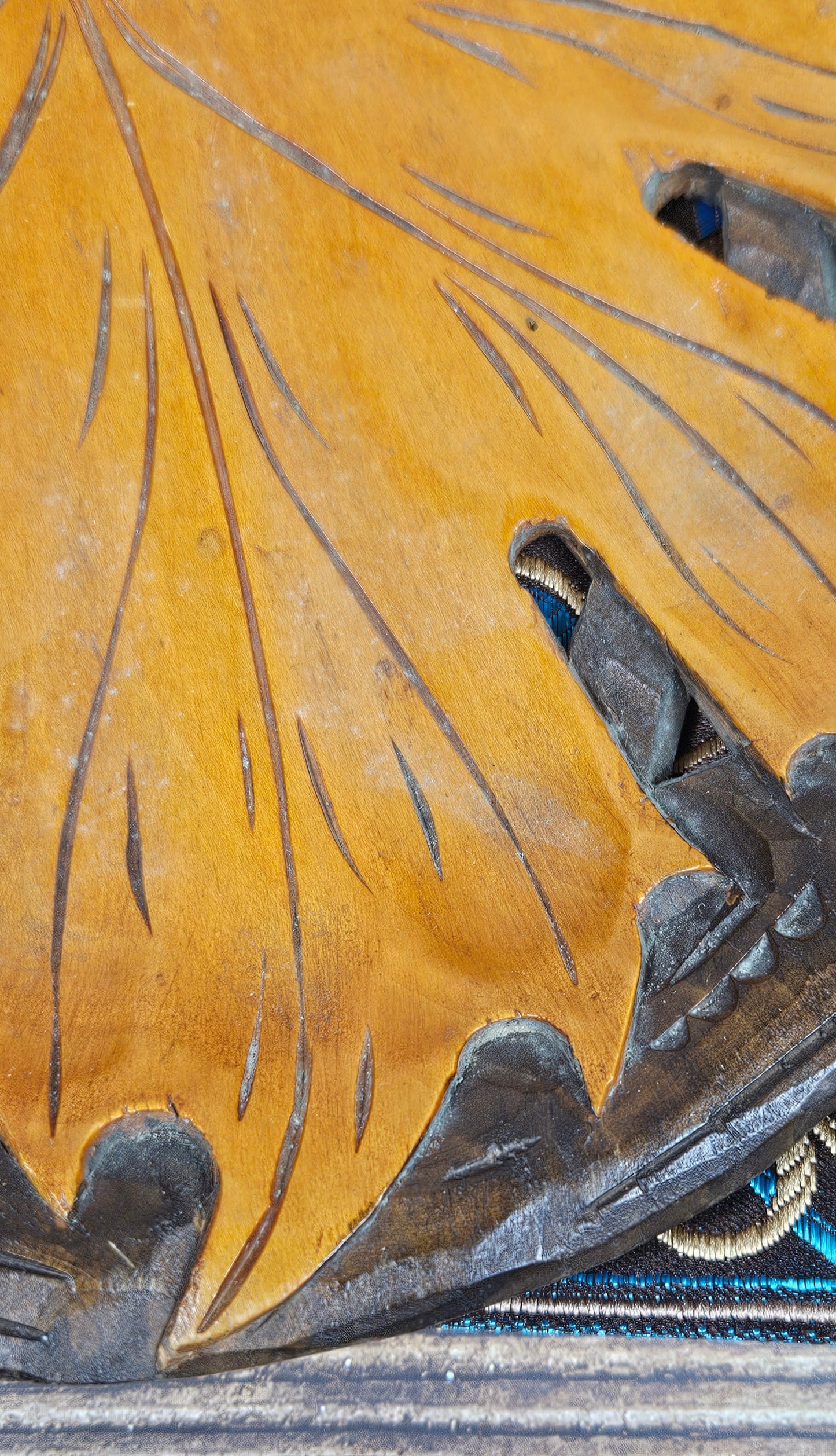 Vintage hand carved wooden dish/panel