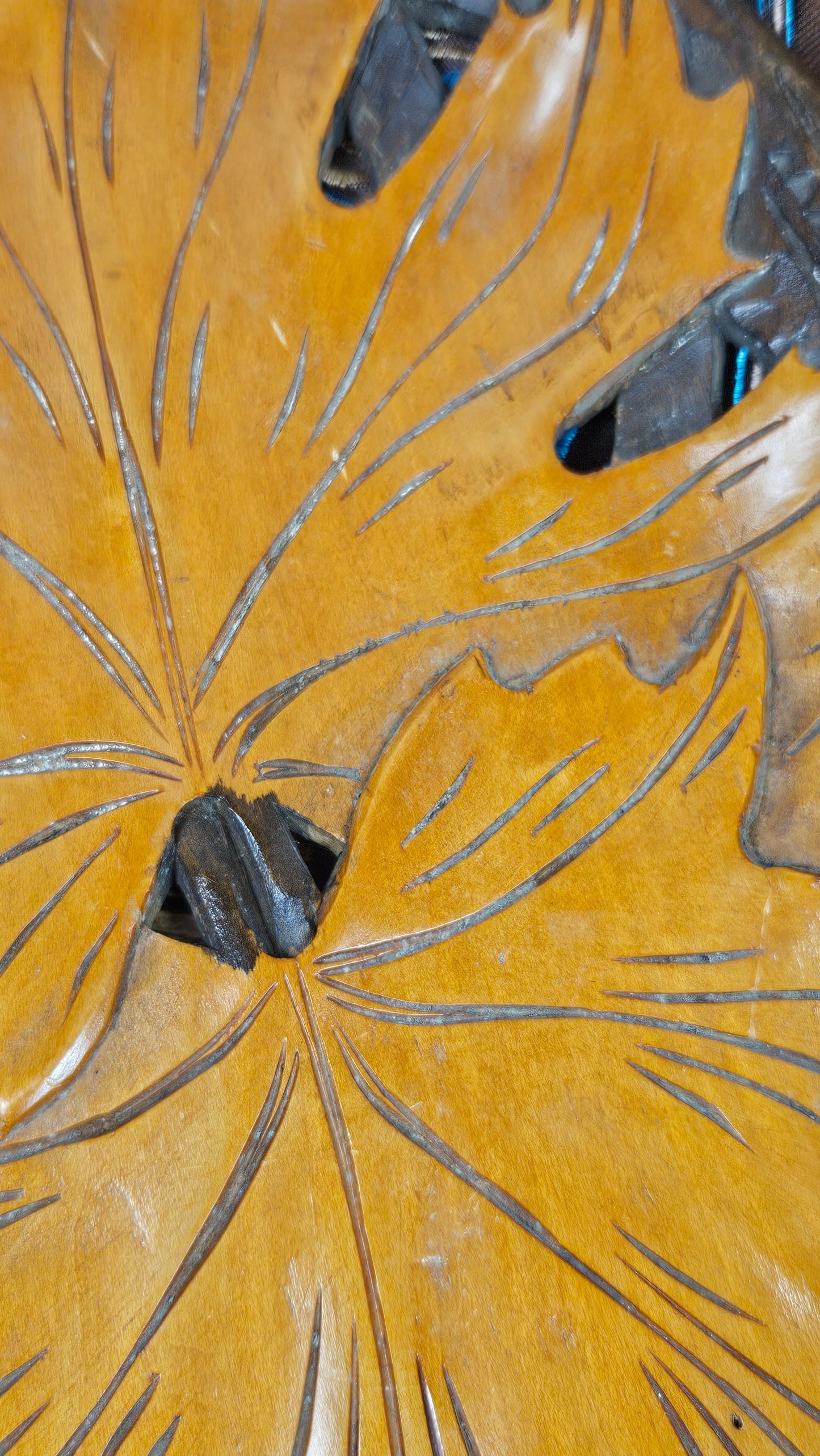 Vintage hand carved wooden dish/panel