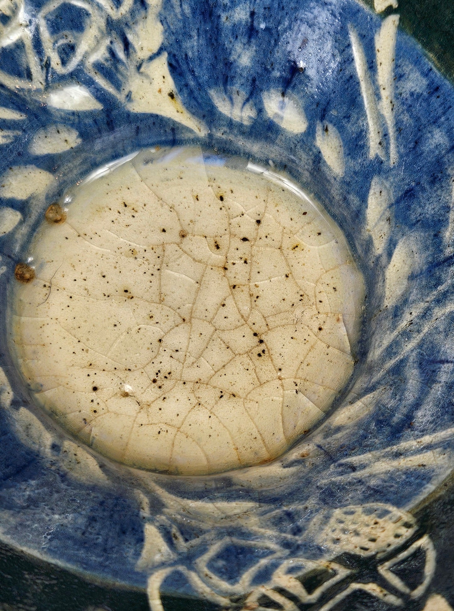 Vintage Studio Pottery Heavy Bowl with marine ornament