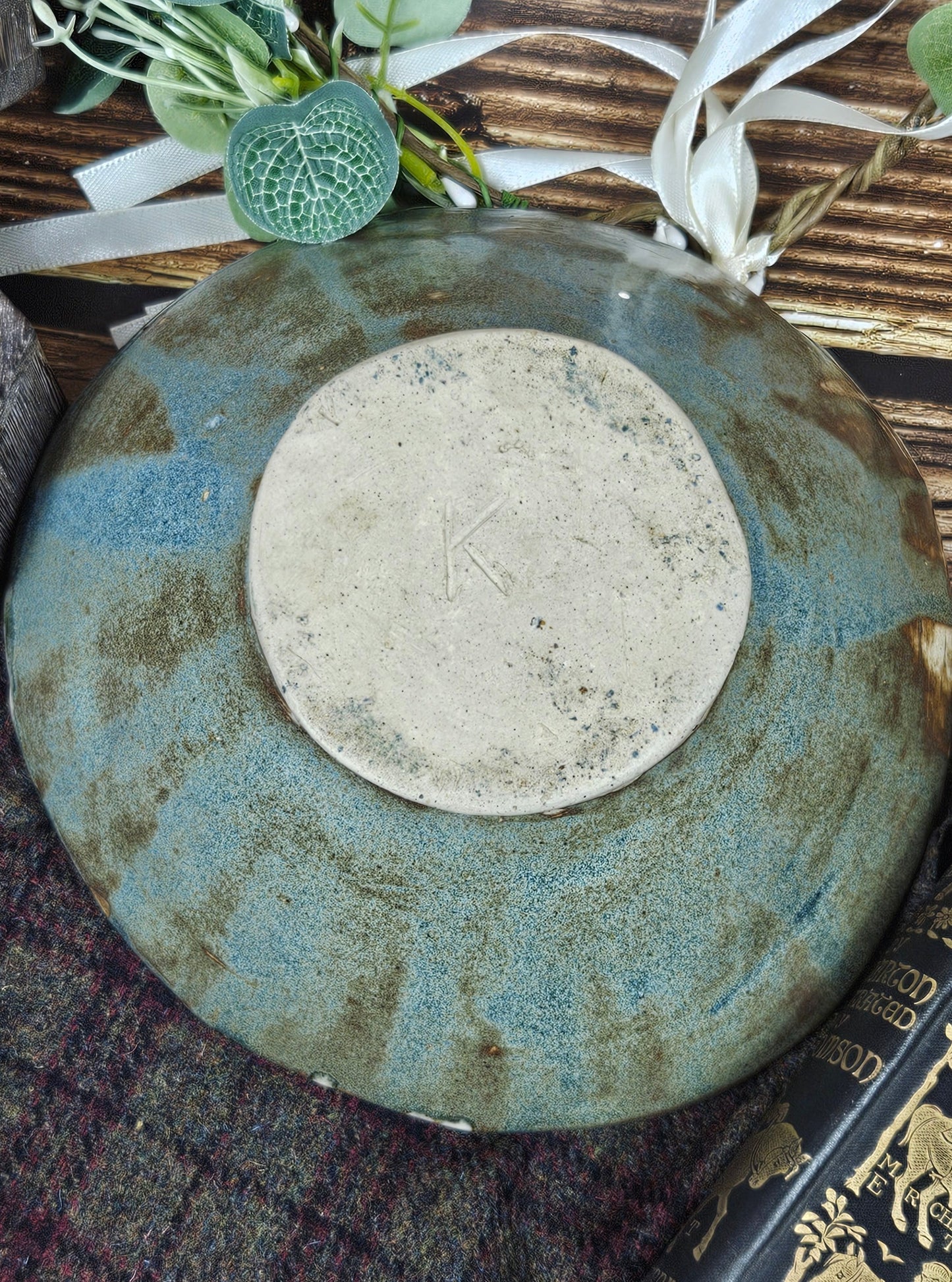 Vintage Studio Pottery Heavy Bowl with marine ornament