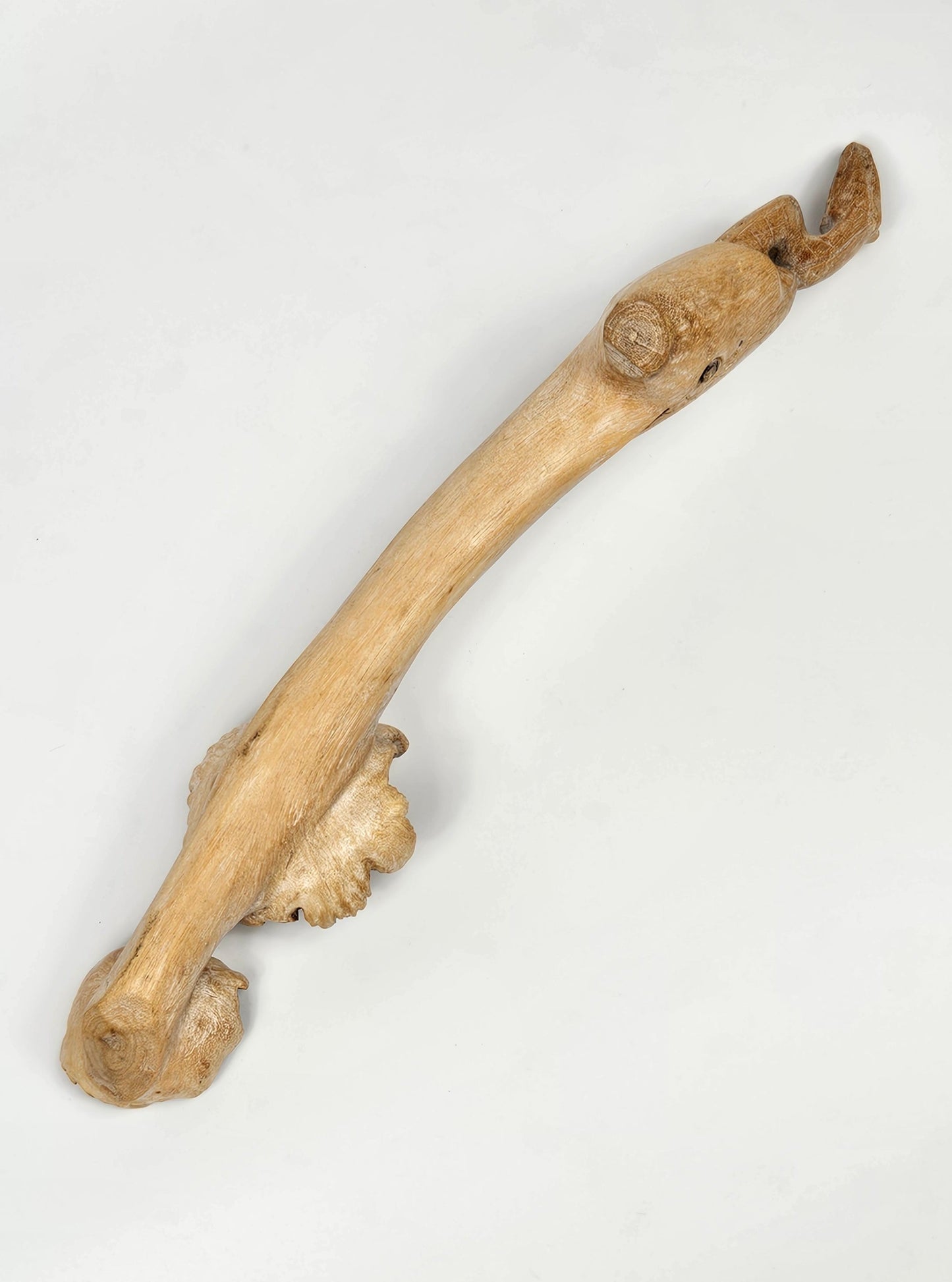 Fantastic Vintage Hand carved Wooden Snake with mushrooms on the tree branch