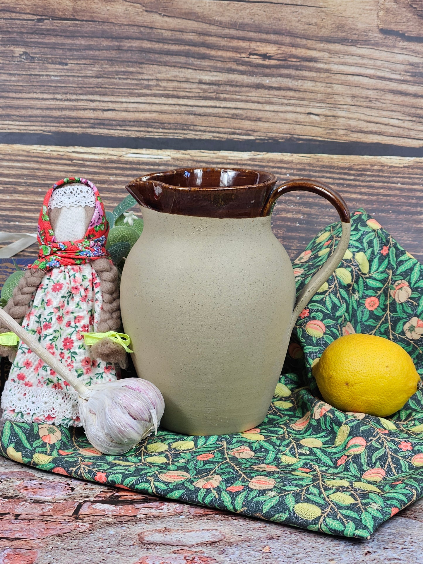 Vintage Studio Pottery milk or water Jug, matte finish, glossy glazed inside