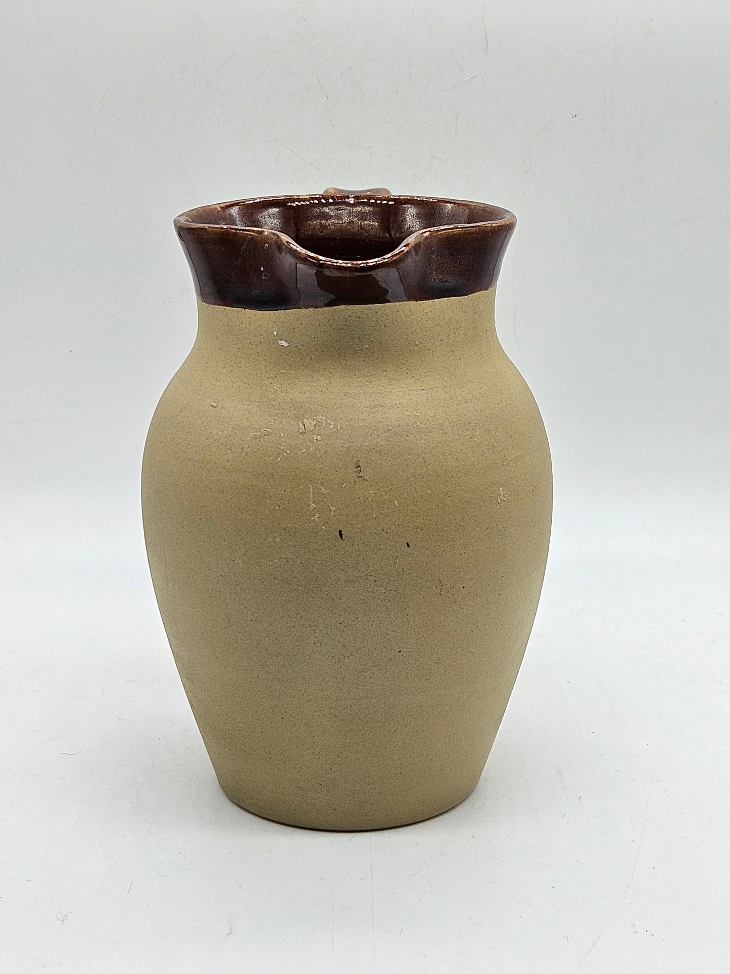 Vintage Studio Pottery milk or water Jug, matte finish, glossy glazed inside
