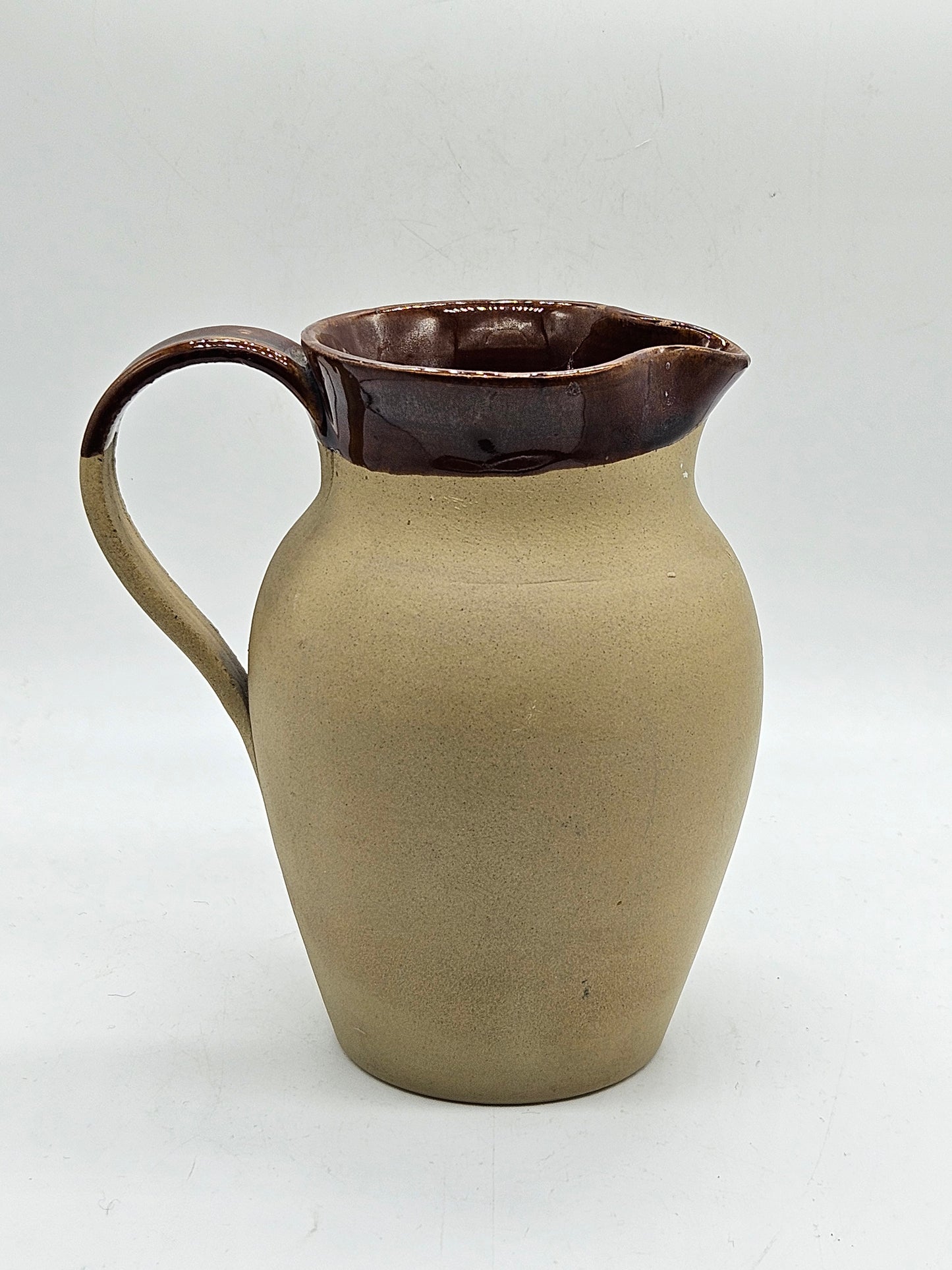 Vintage Studio Pottery milk or water Jug, matte finish, glossy glazed inside