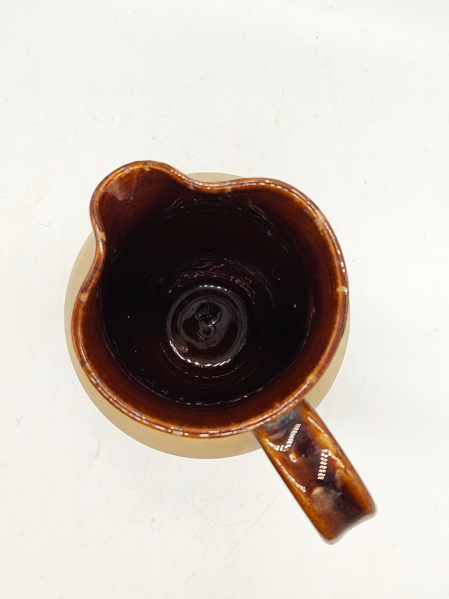 Vintage Studio Pottery milk or water Jug, matte finish, glossy glazed inside