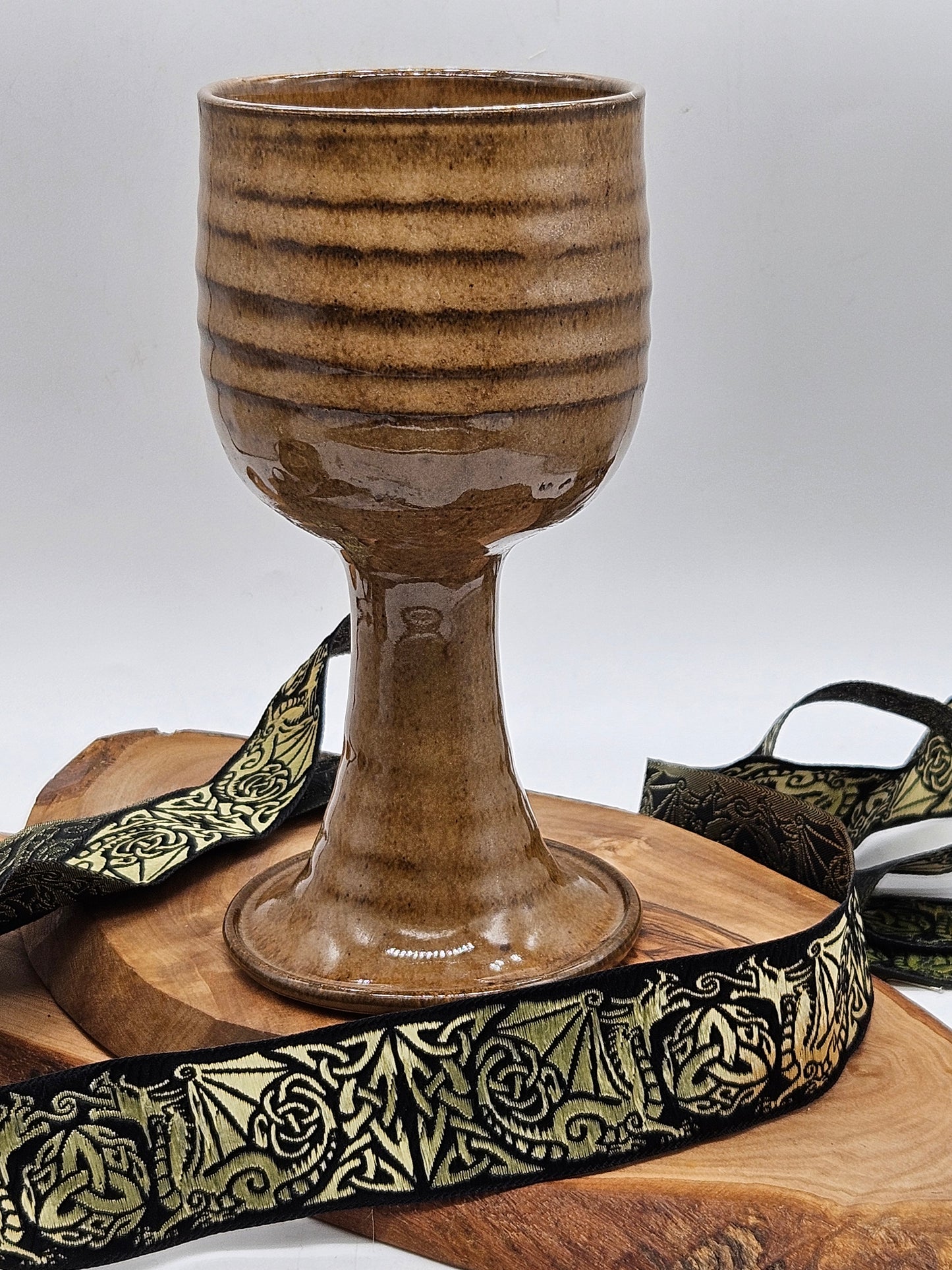 Vintage Studio Pottery Fully Glazed Broun Goblet