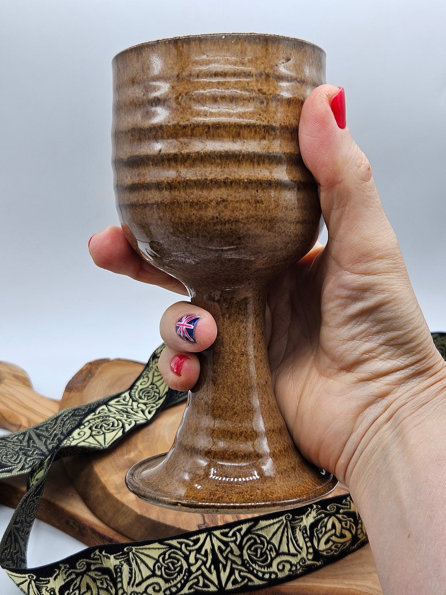 Vintage Studio Pottery Fully Glazed Broun Goblet
