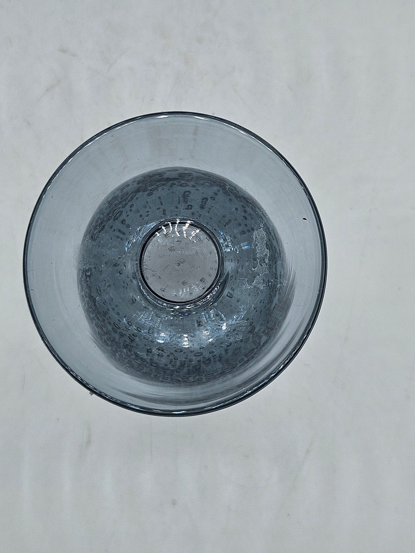 Vintage Hand Blown Large Glass Goblet, Ice Blue
