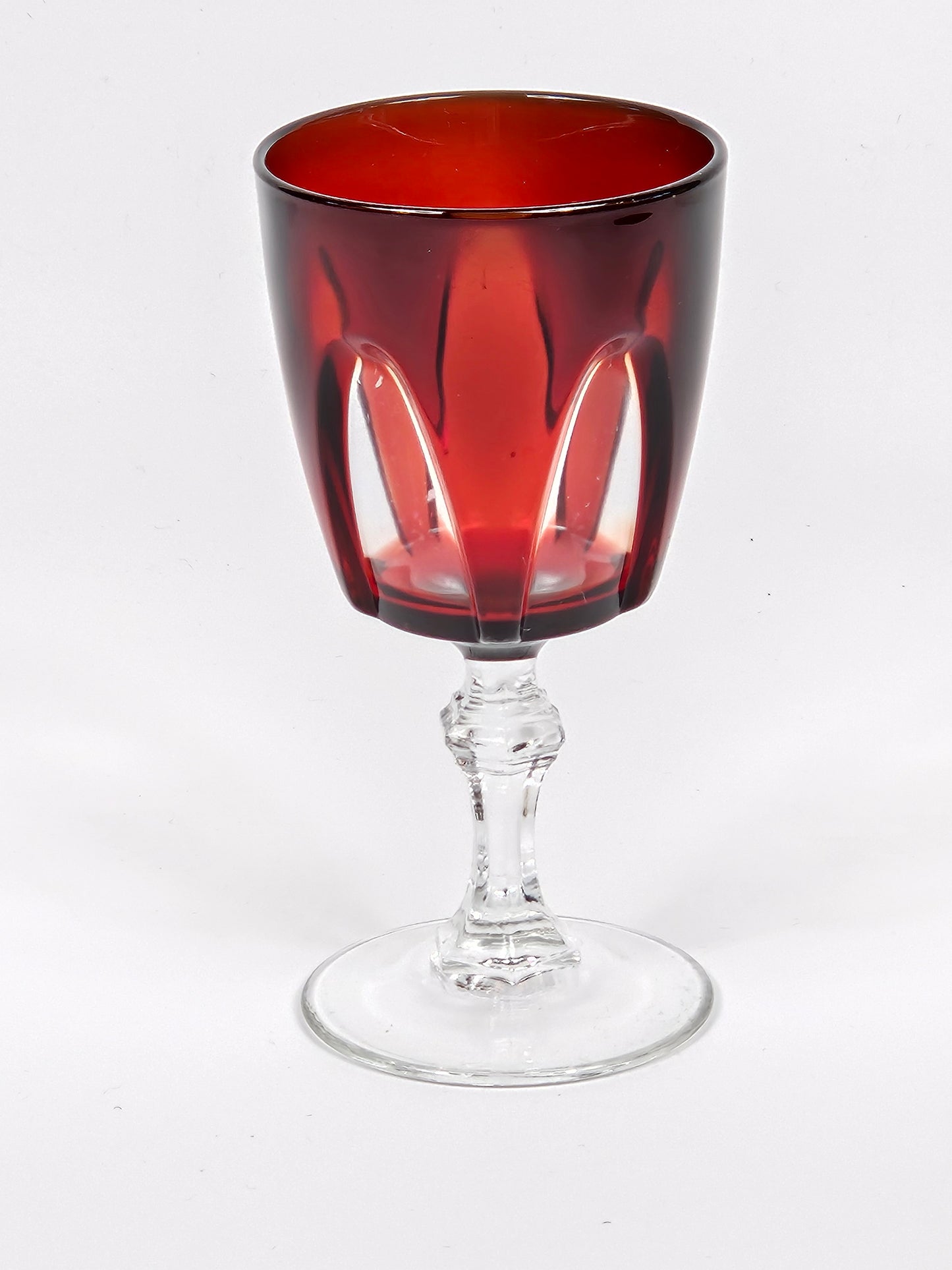 Vintage Red glass with clear windows wine glass