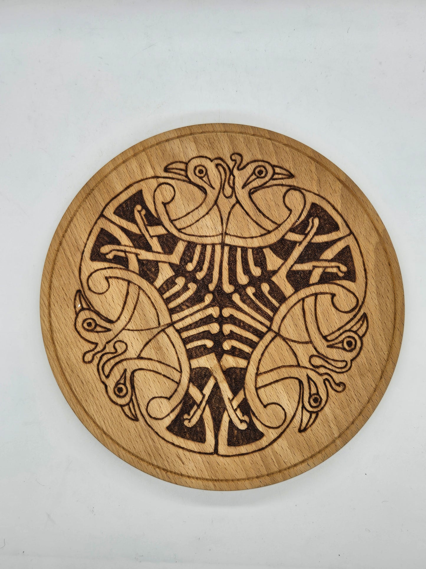 Vintage Celtic Wooden Panel or Placemat with Ornament, Handcrafted