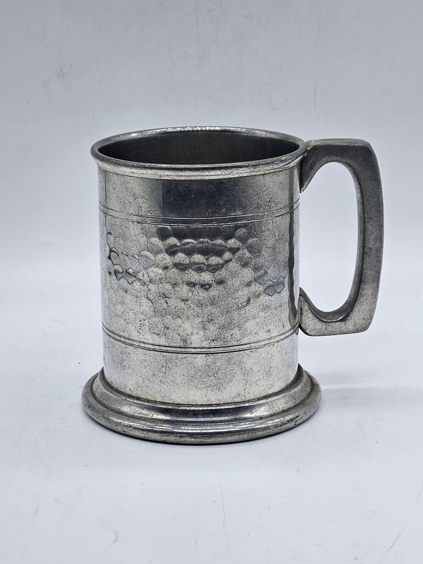 Vintage pewter tankard, clear (glass) bottom, VGC Sheffield