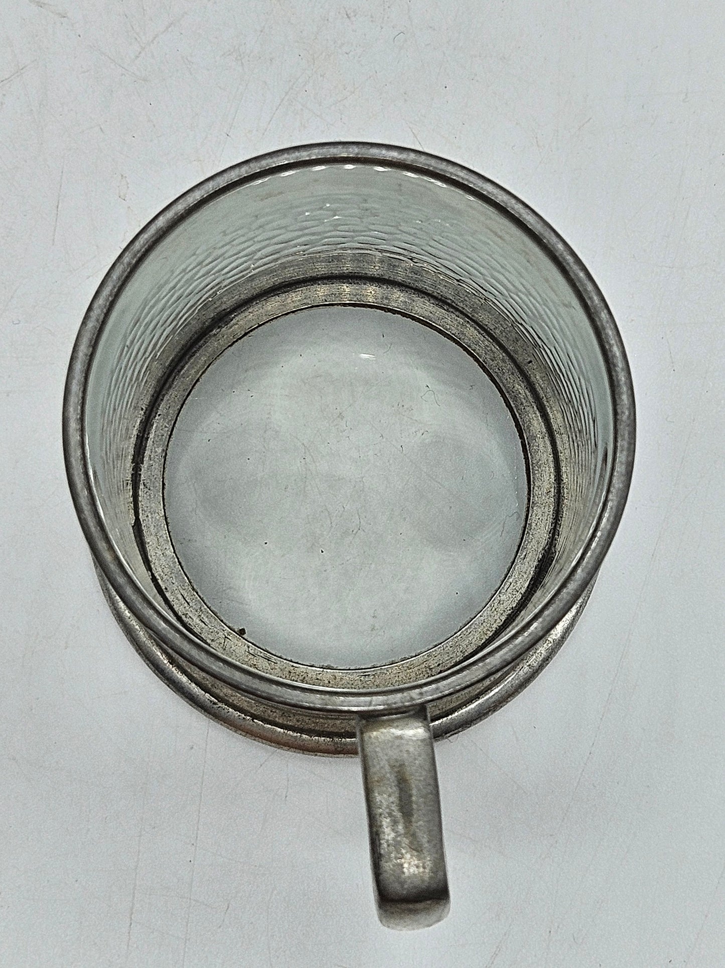 Vintage pewter tankard, clear (glass) bottom, VGC Sheffield