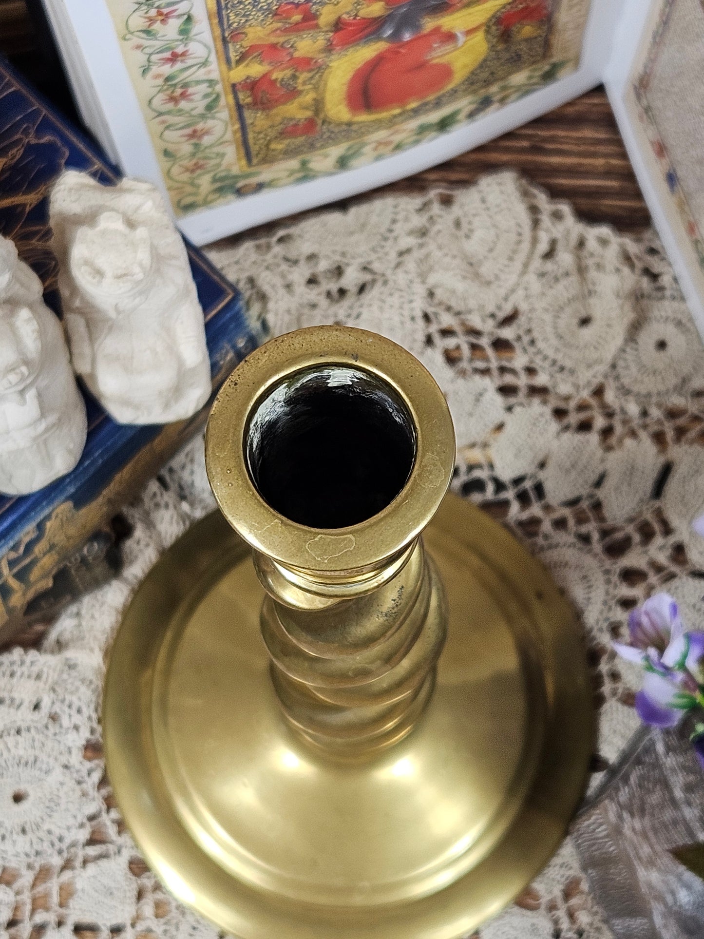 Vintage Large Brass Twisted Stem Candle stick Holder 30 cm, Chapel style