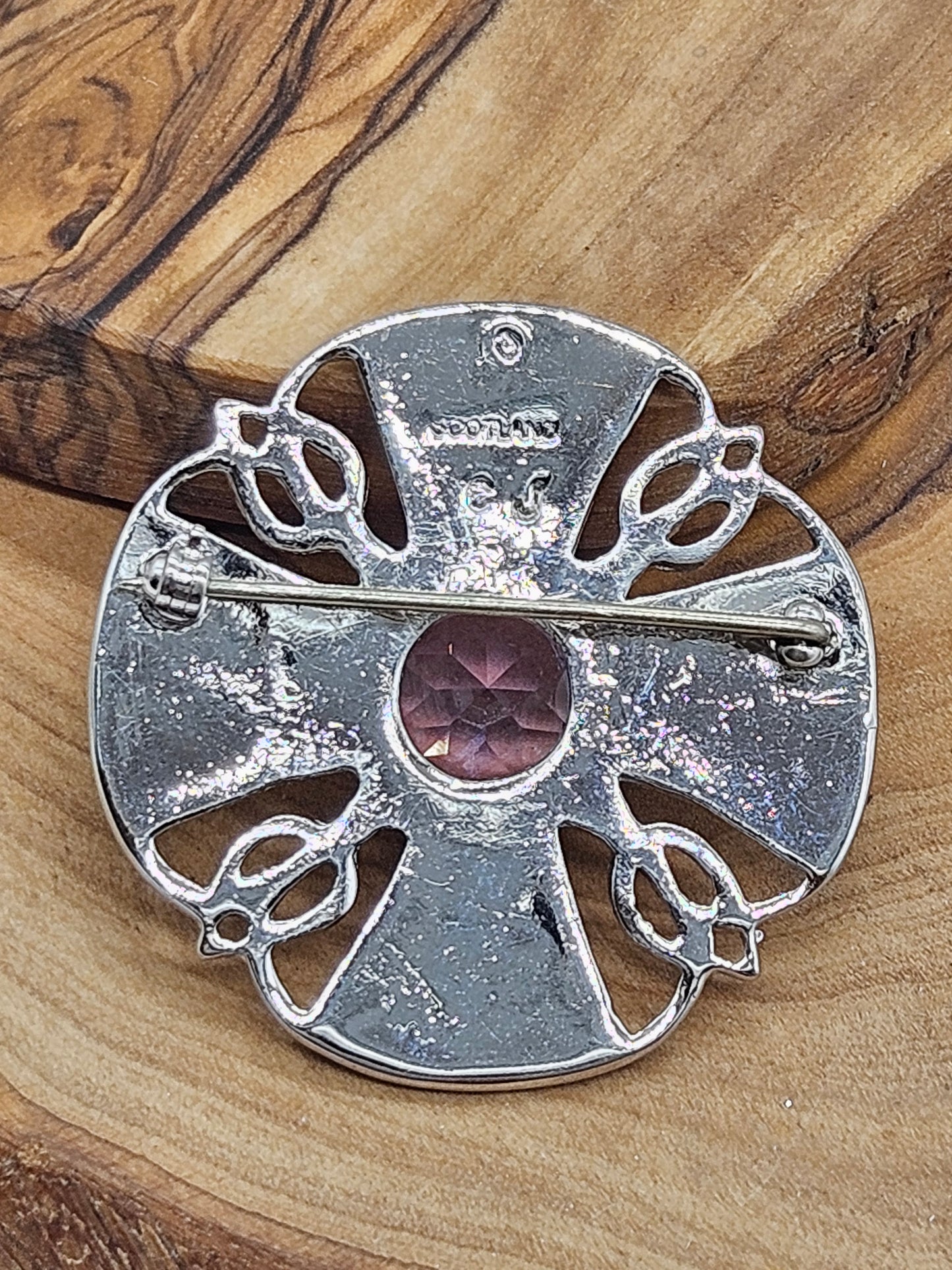 Vintage Enamel Scottish Brooch with Amethyst, VGC, L1097
