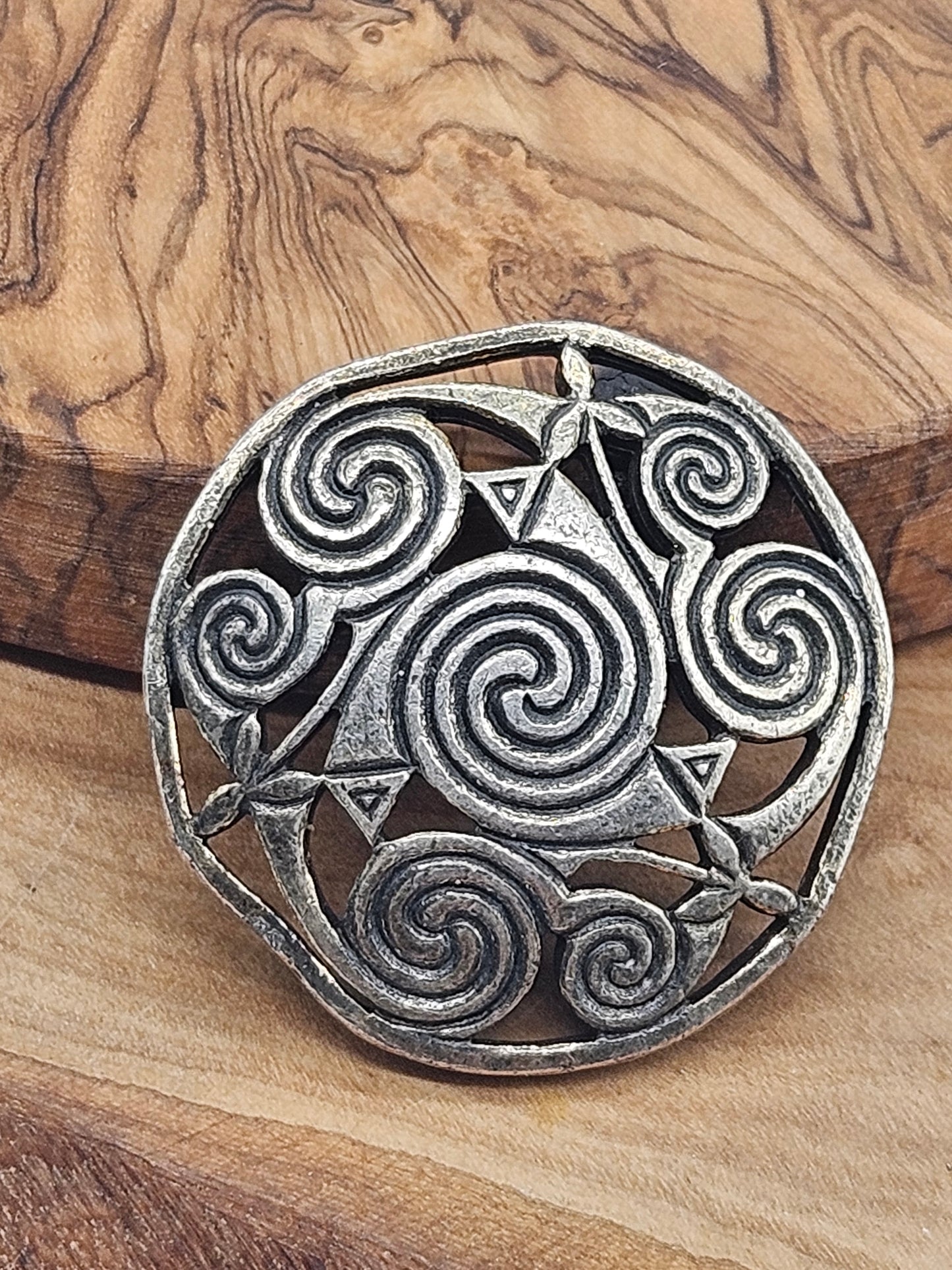 Antique Medieval-style Round Brooch The Petroglyphs