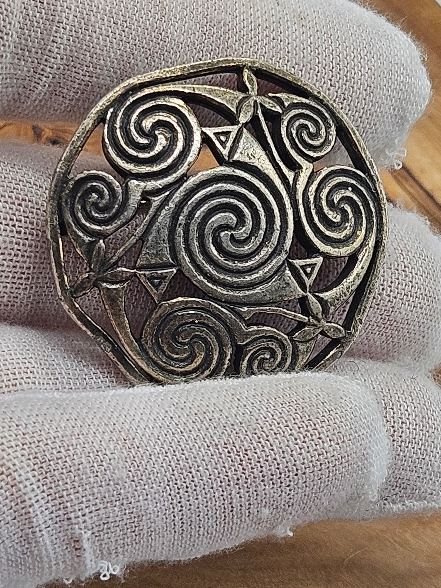 Antique Medieval-style Round Brooch The Petroglyphs