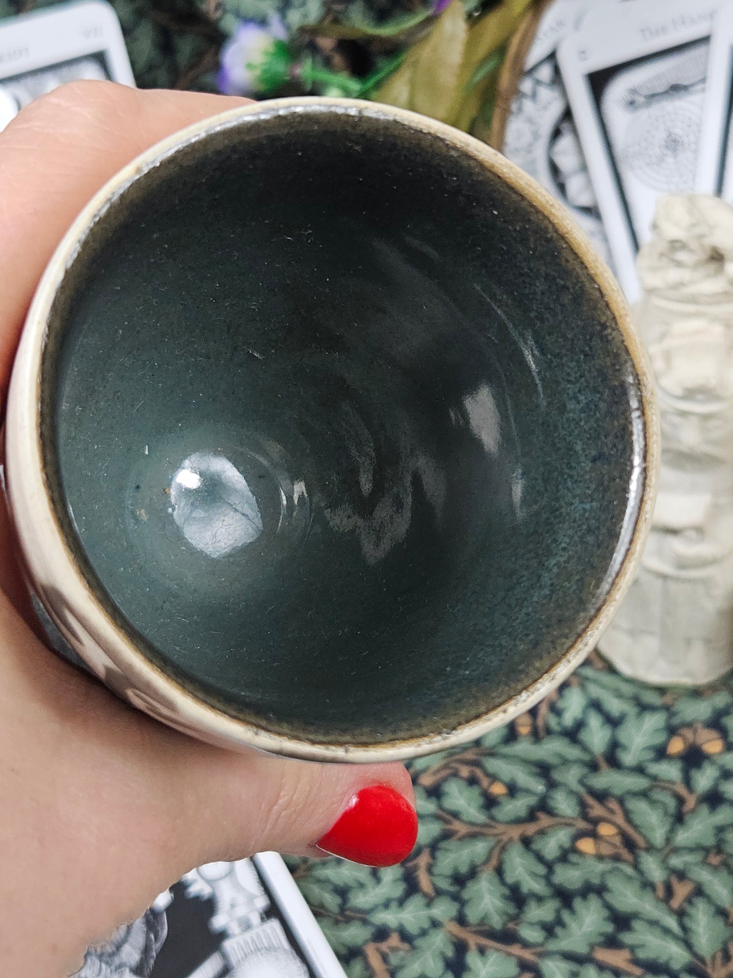 Vintage Studio Pottery elegant goblet with Celtic ornament, VGC N200