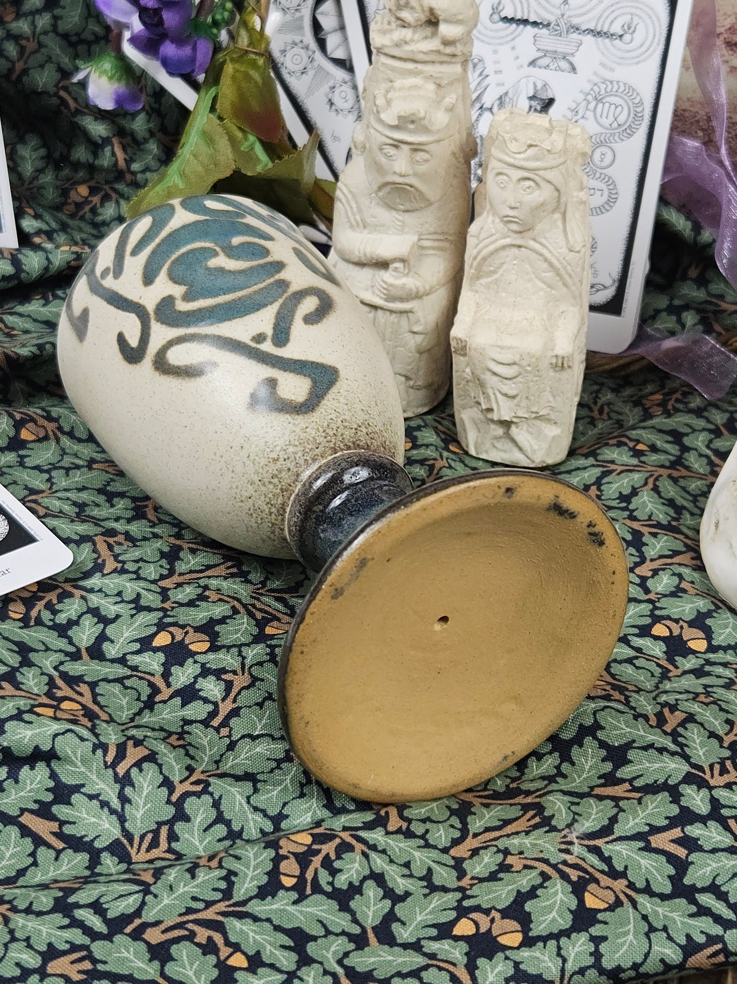 Vintage Studio Pottery elegant goblet with Celtic ornament, VGC N200