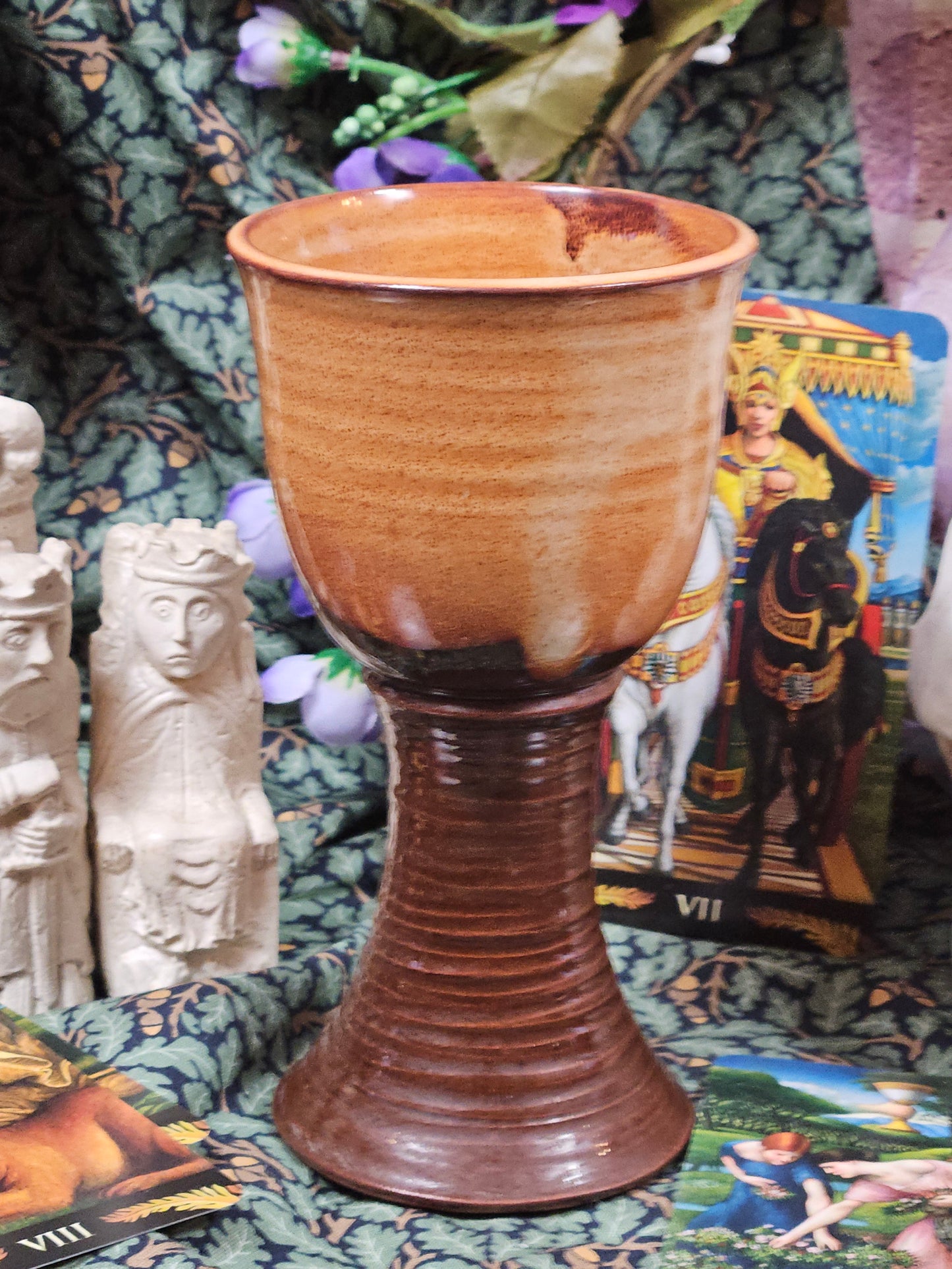 Vintage Studio Pottery goblet with two-coloures gloss glaze, VGC N401