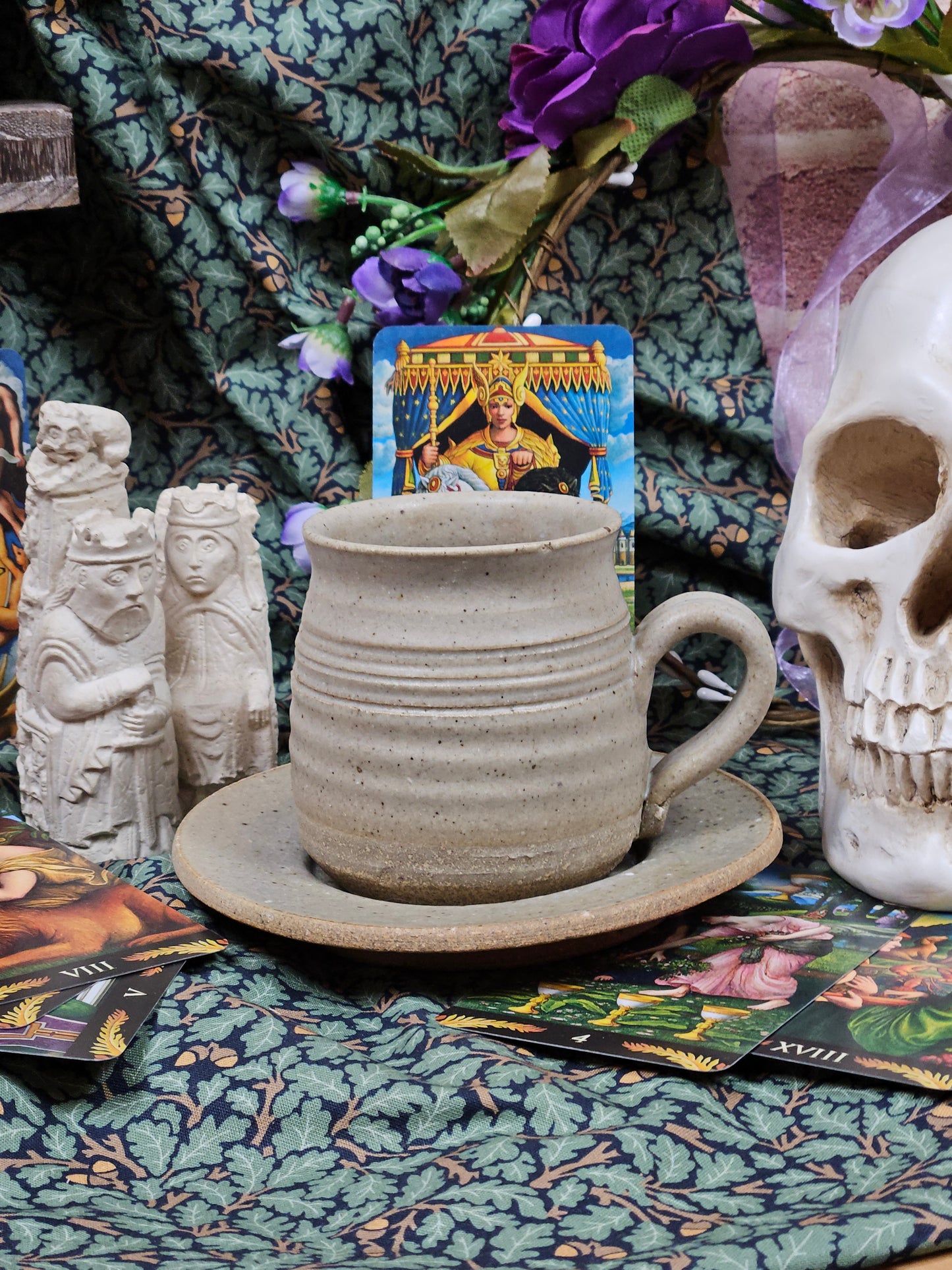 Vintage studio pottery Tea pair - medieval style mug and saucer