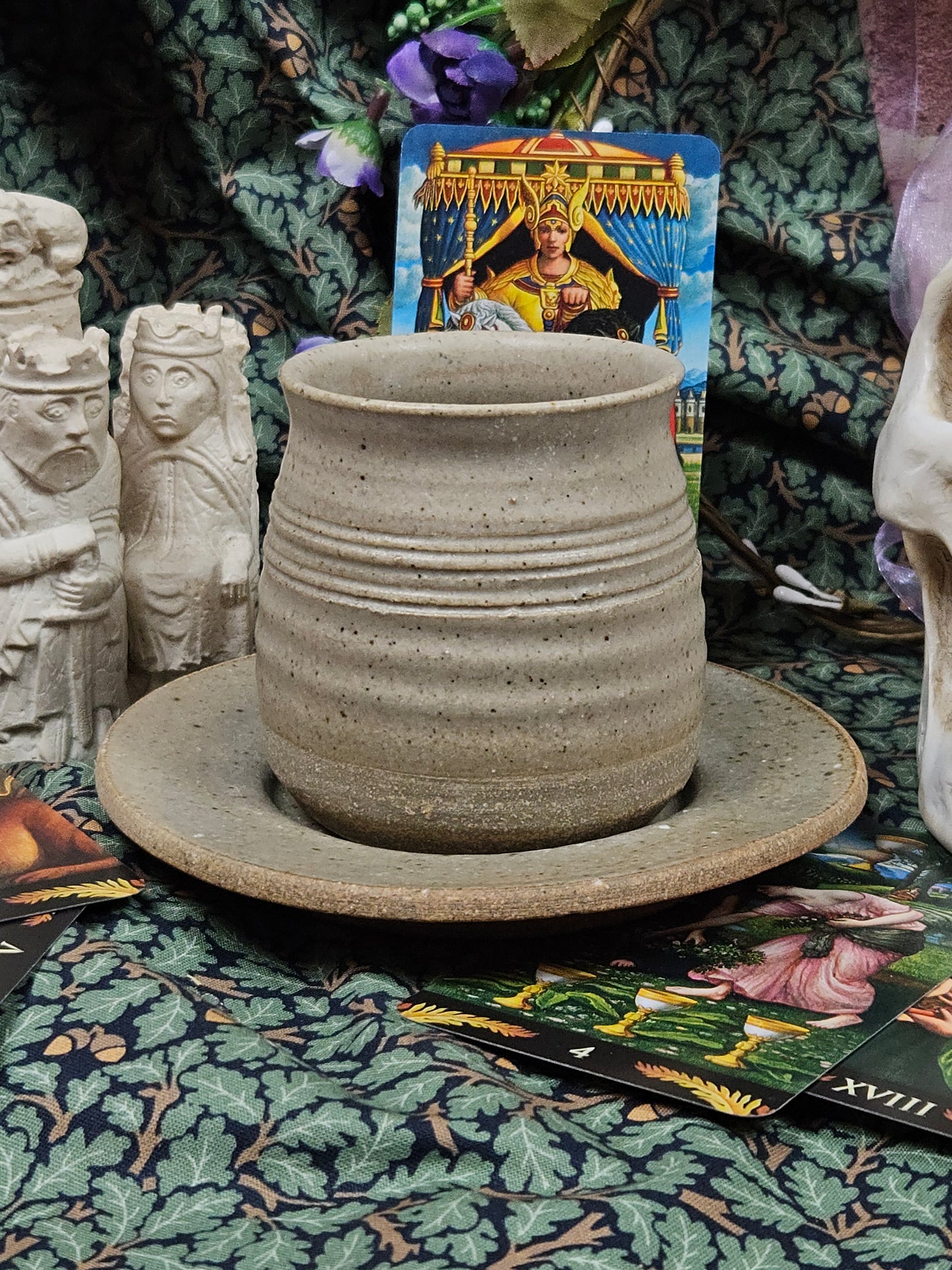 Vintage studio pottery Tea pair - medieval style mug and saucer