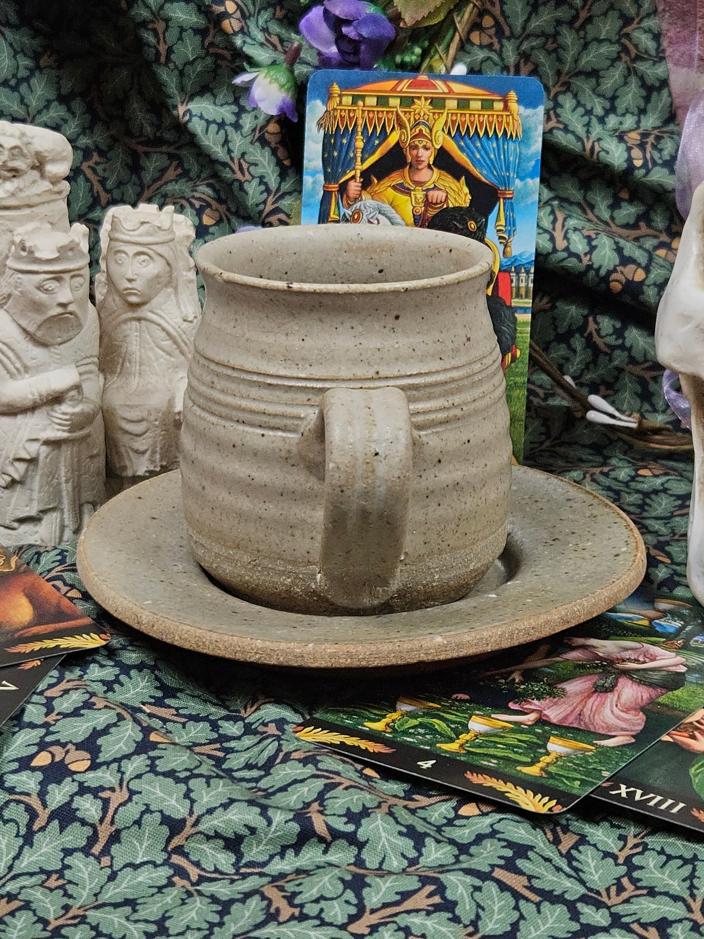 Vintage studio pottery Tea pair - medieval style mug and saucer