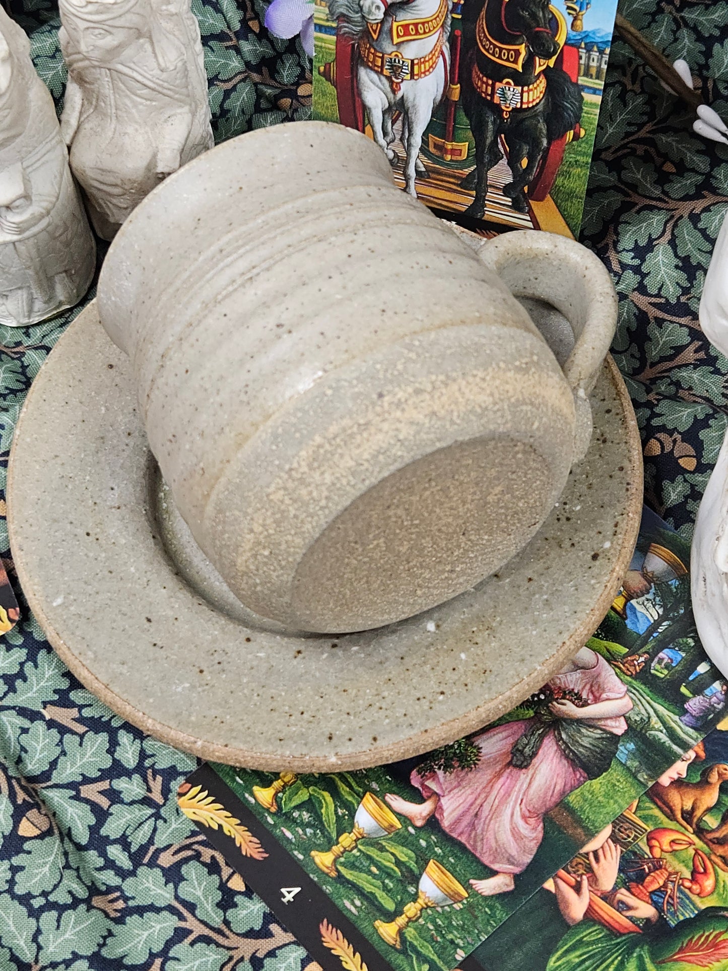 Vintage studio pottery Tea pair - medieval style mug and saucer