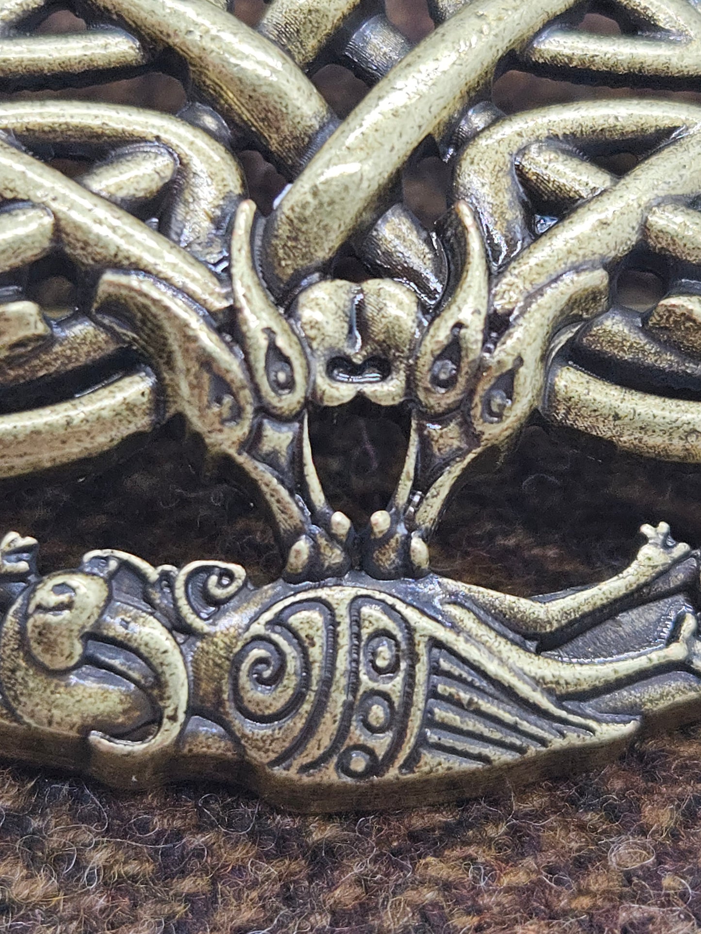 Large Vintage Viking style Brooch Bronze colour