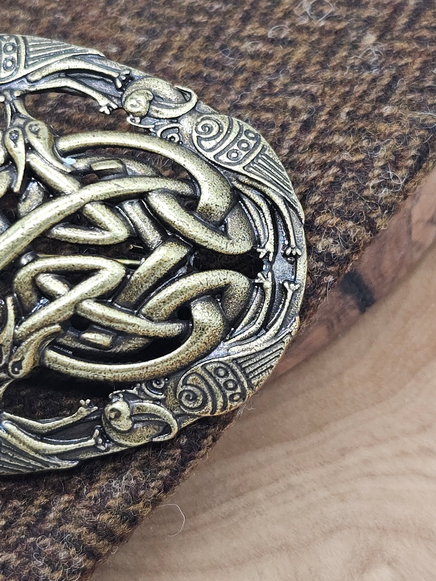 Large Vintage Viking style Brooch Bronze colour