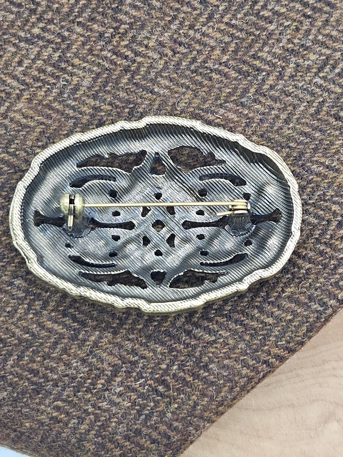 Large Vintage Viking style Brooch Bronze colour
