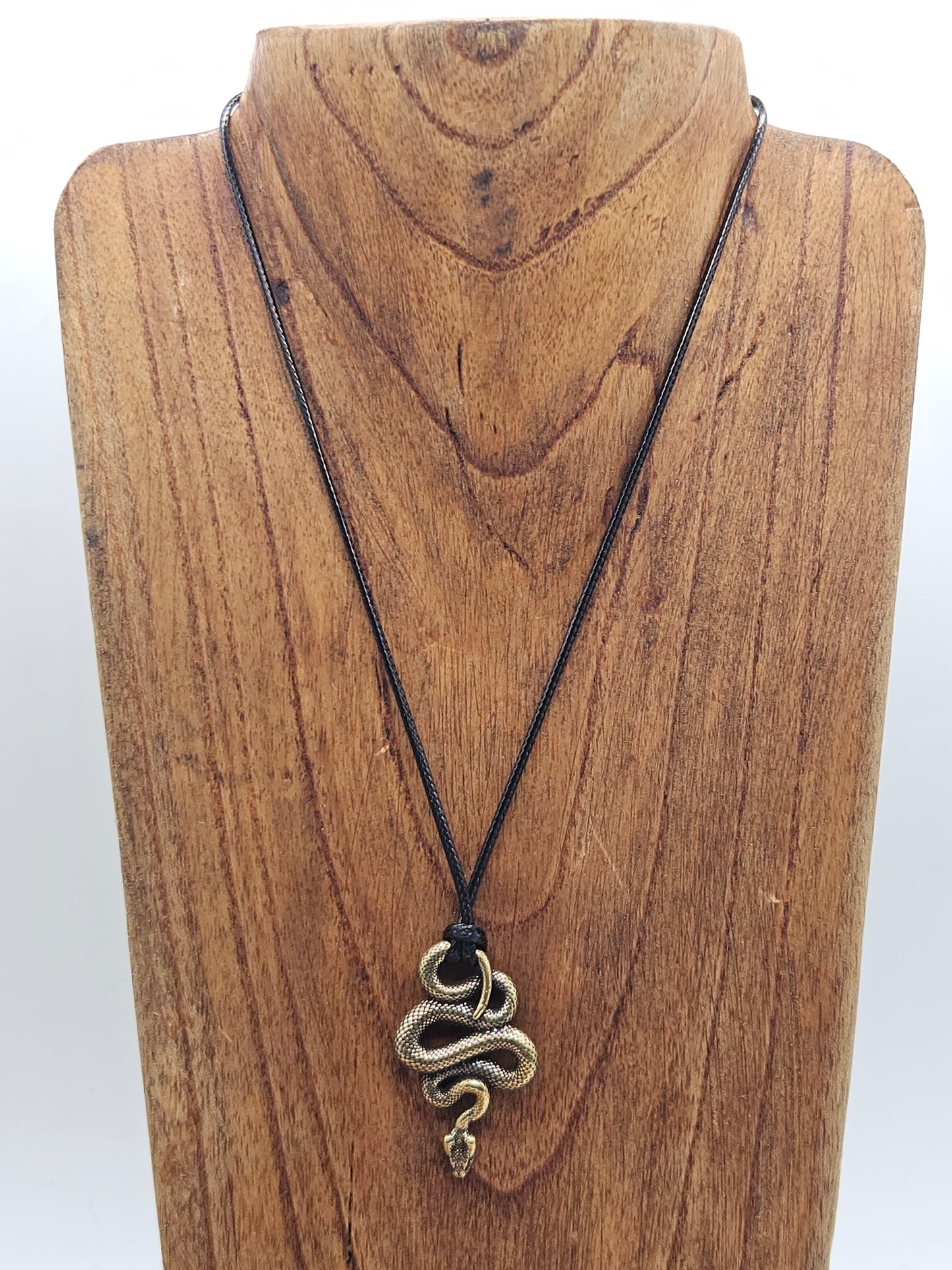 Snake Pendant Necklace with eco leather lace- Men's & Women's Jewelry, New