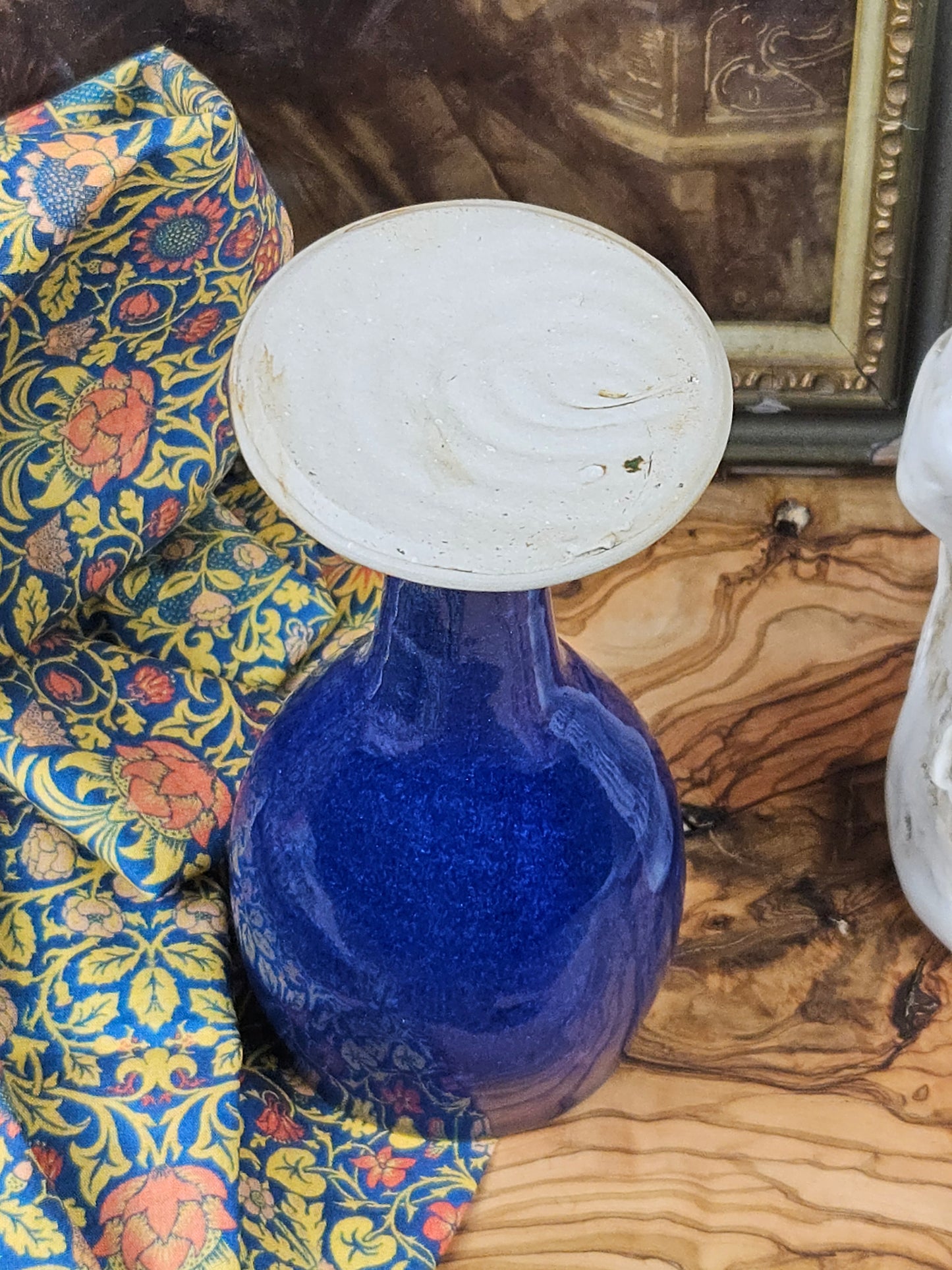 Vintage Studio Pottery Fully glazed Royal Blue goblet VGC L2