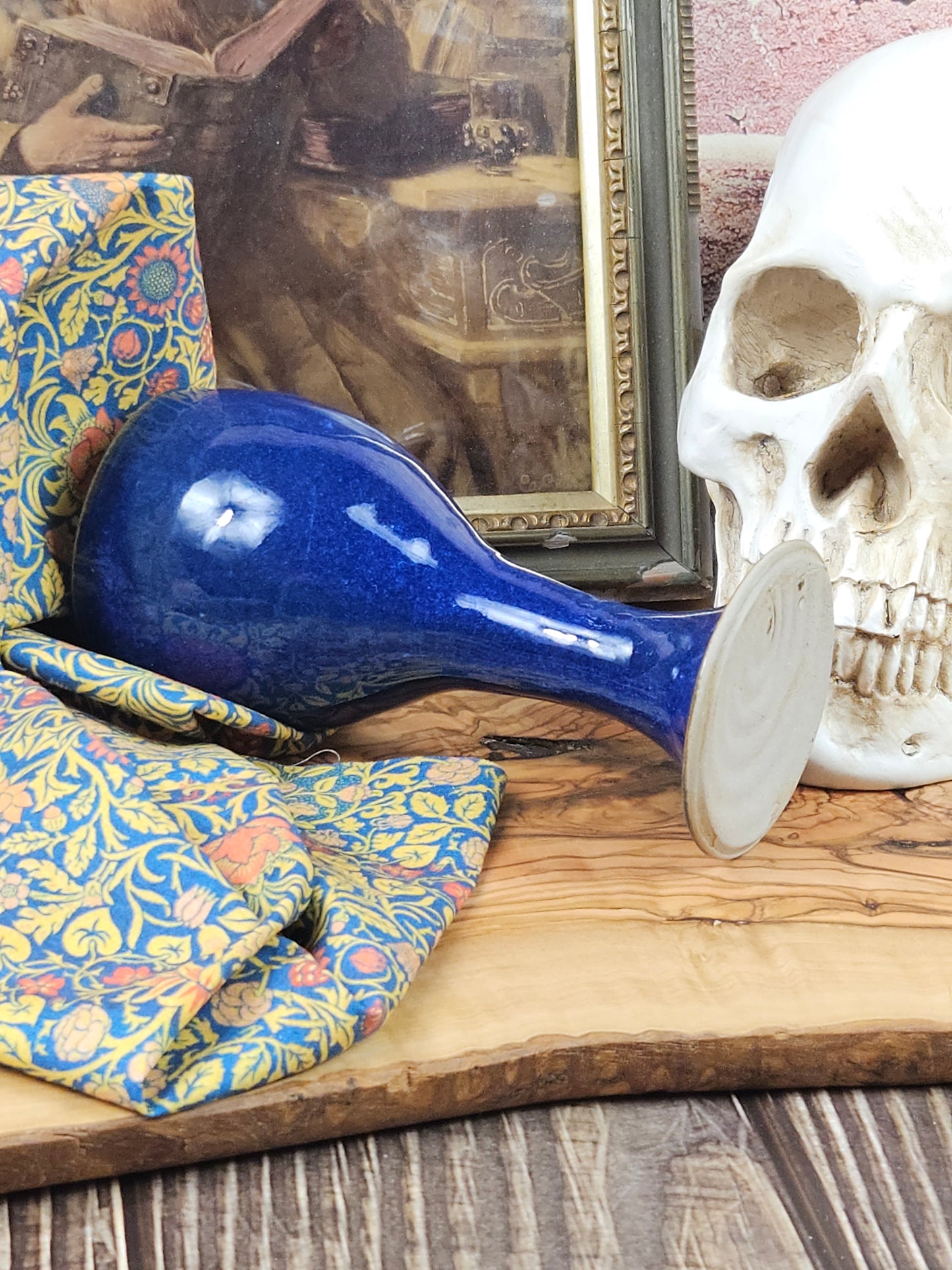 Vintage Studio Pottery Fully glazed Royal Blue goblet VGC L2