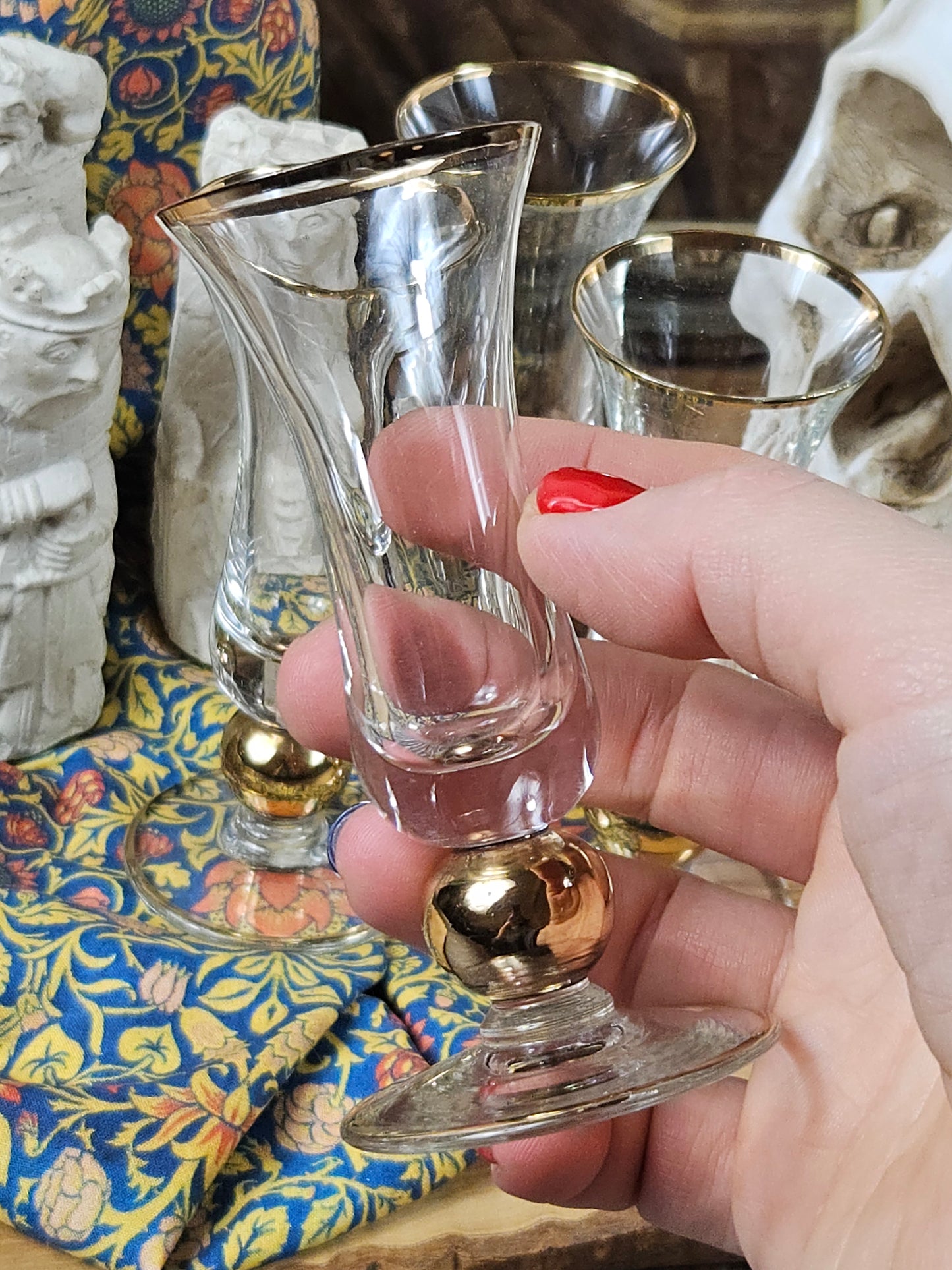 Set Four vintage Cherry glass shots