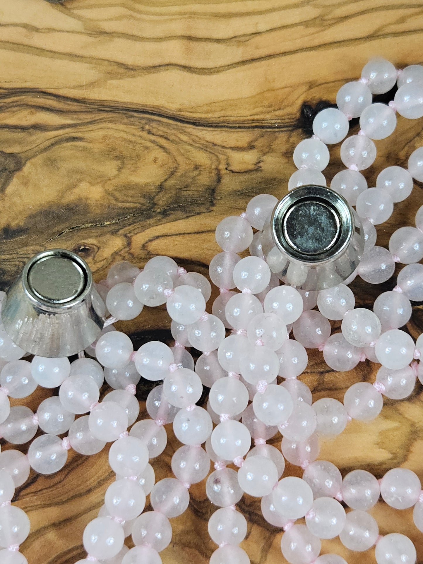 Large vintage heavy (348g) necklace beads made of natural rose quartz, 70cm